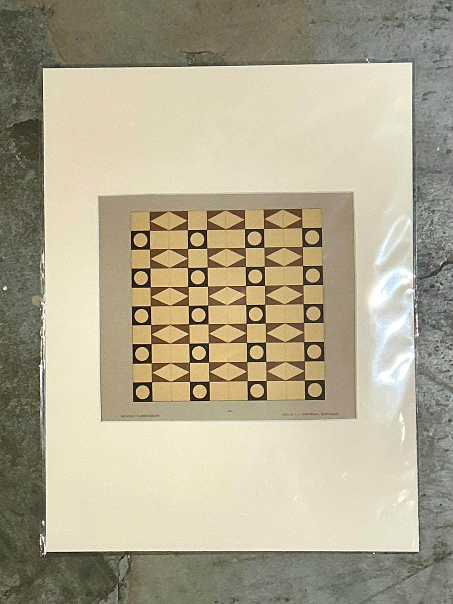 Vintage Mosaic Floor Tile Sample Serigraph - Top view