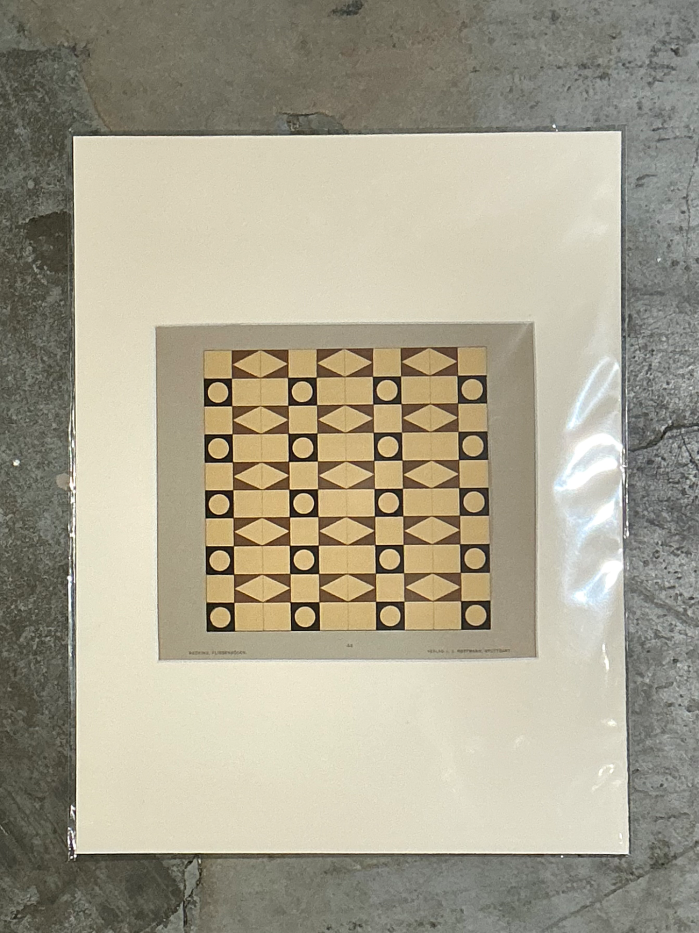 Vintage Mosaic Floor Tile Sample Serigraph - Side view