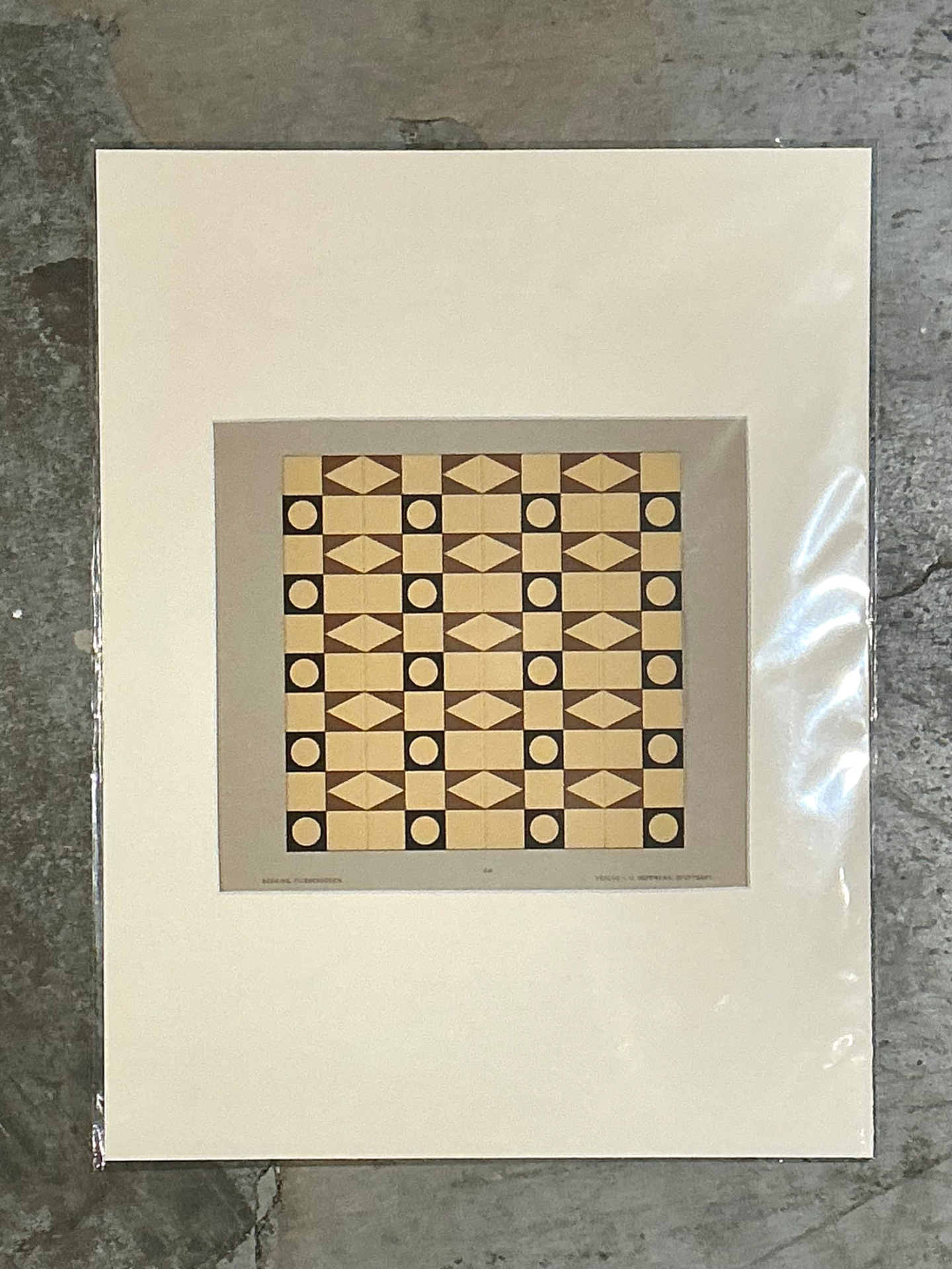 Vintage Mosaic Floor Tile Sample Serigraph - Detail view