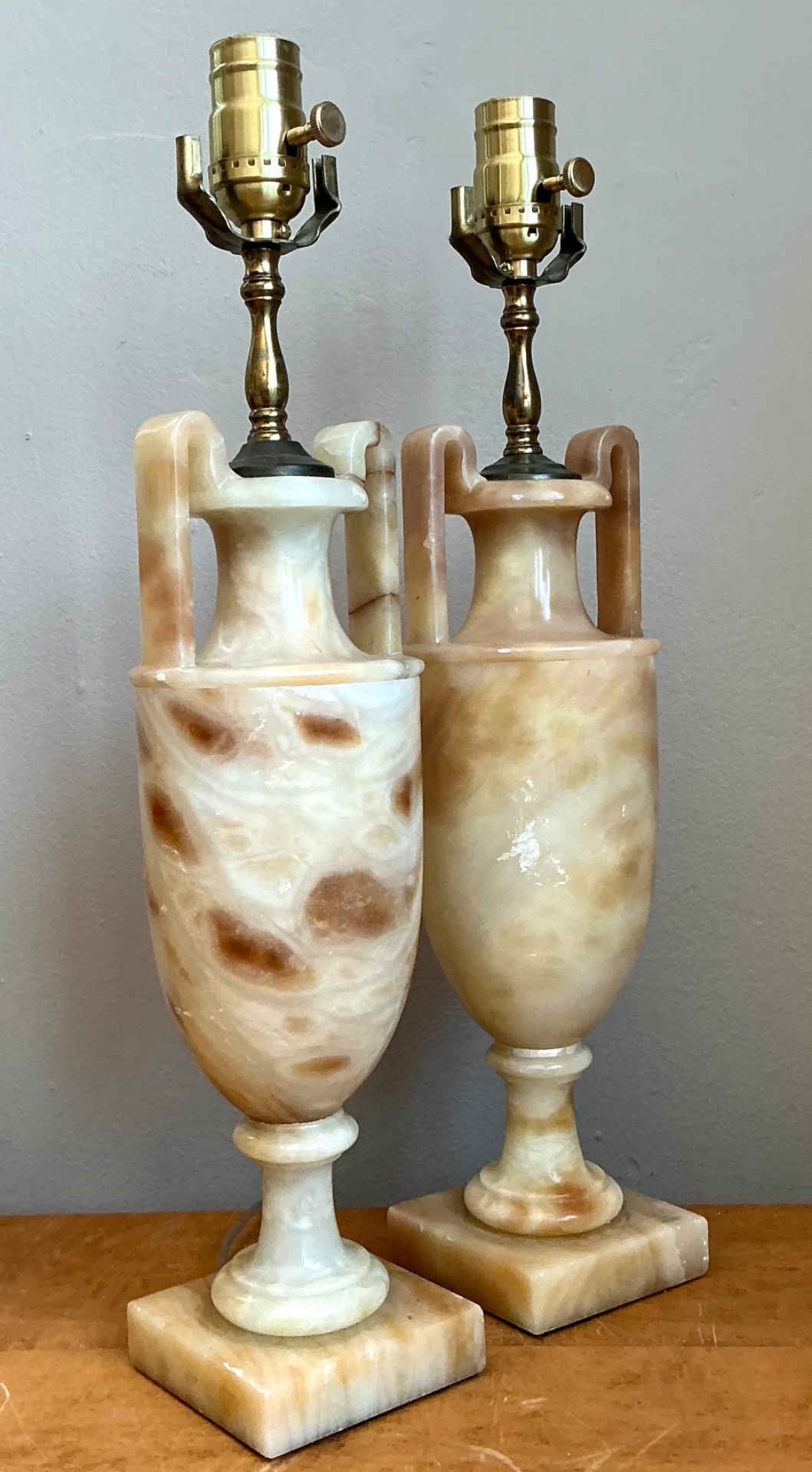 Vintage Onyx Urn Table Lamps - A Pair - Back view