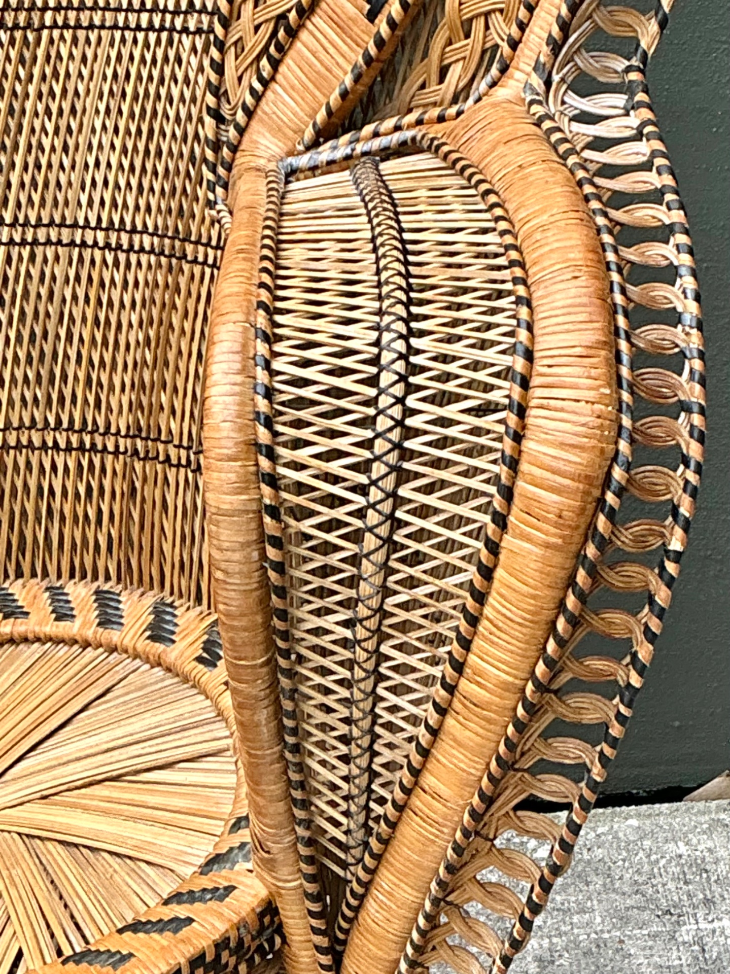 Vintage King Cobra Woven Rattan Peacock Chair - Back view