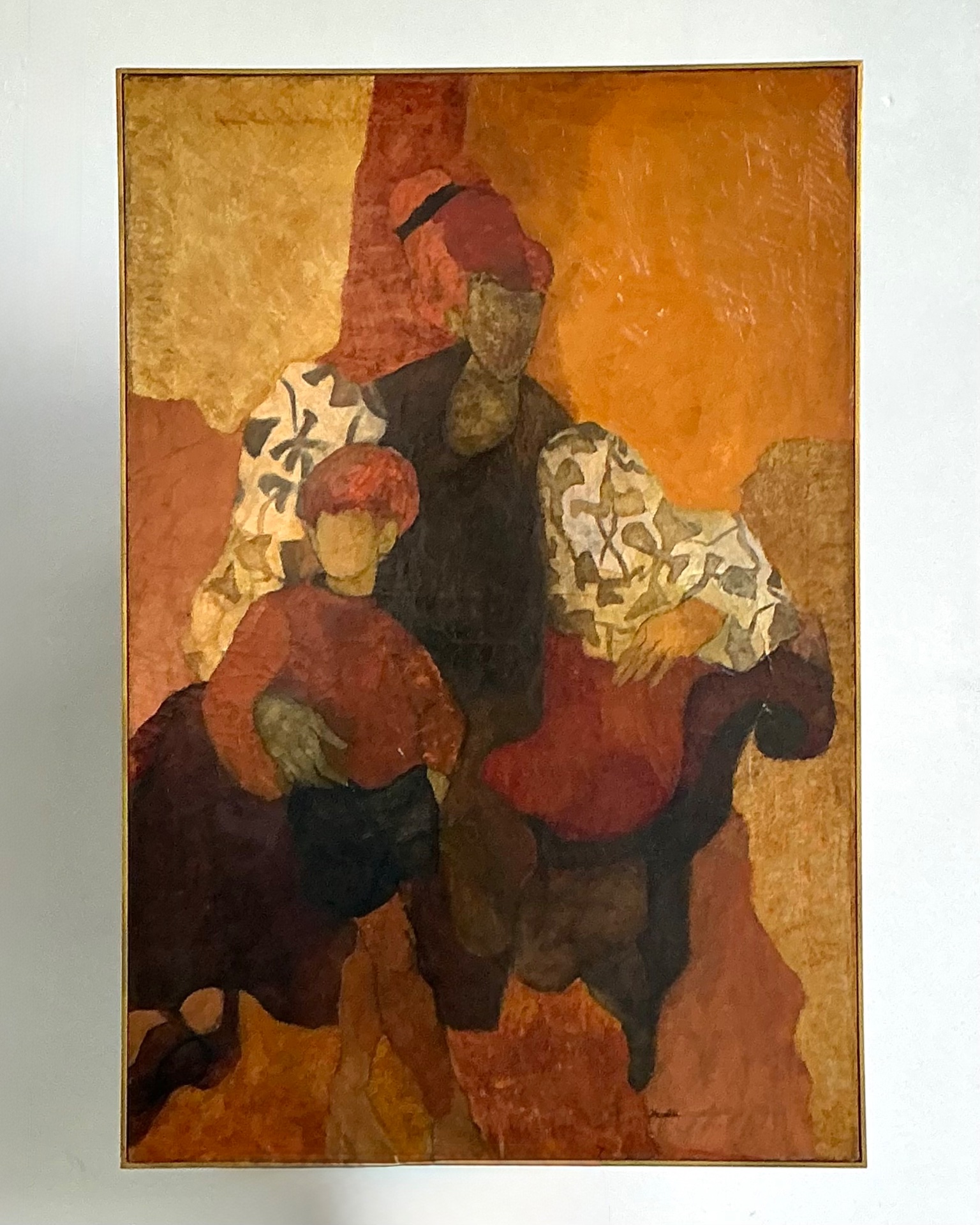 Vintage Abstract Figurative Painting - Detail view