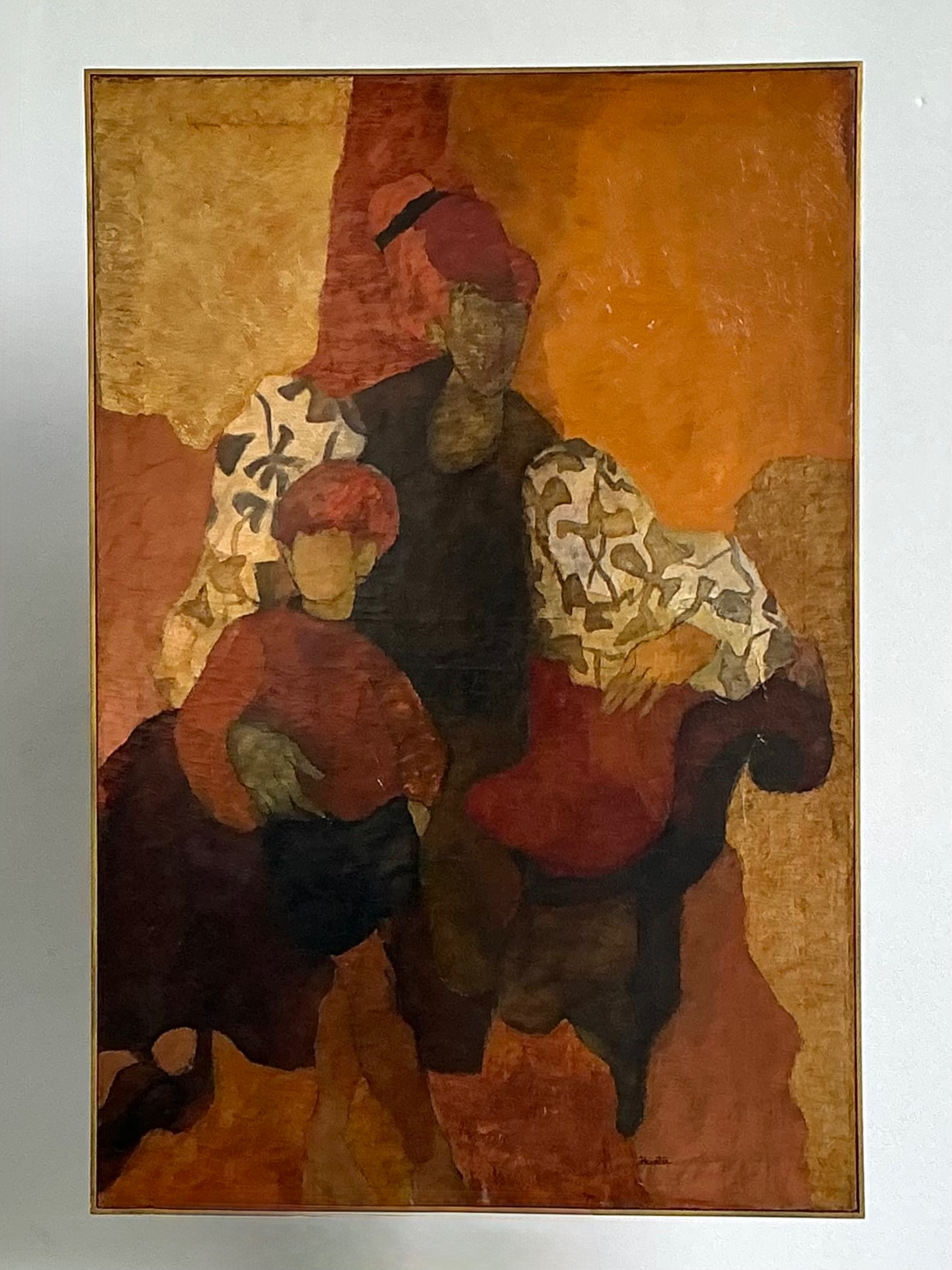 Vintage Abstract Figurative Painting - Side view