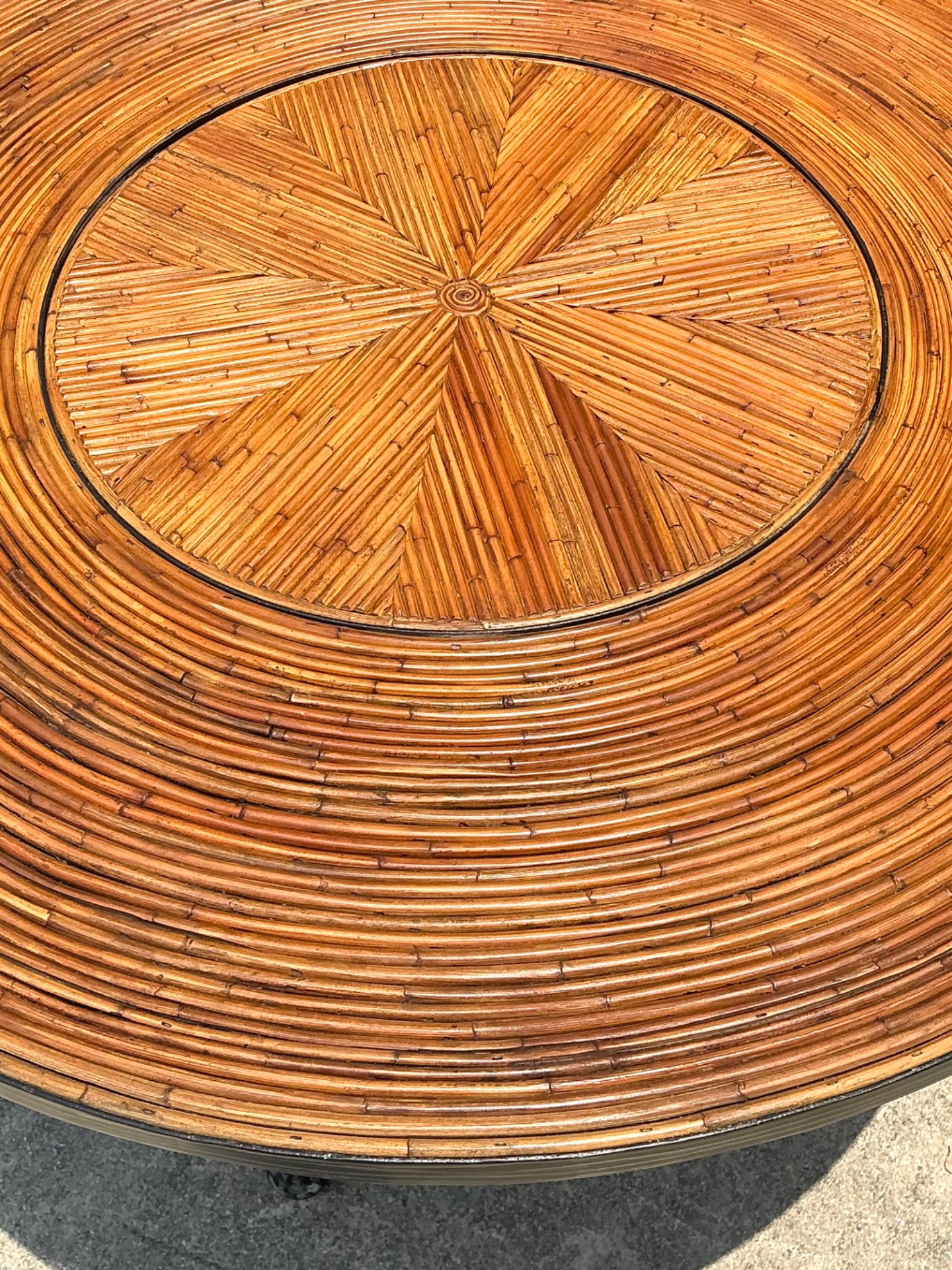 Vintage Pencil Reed and Metal Dining Table - Back view