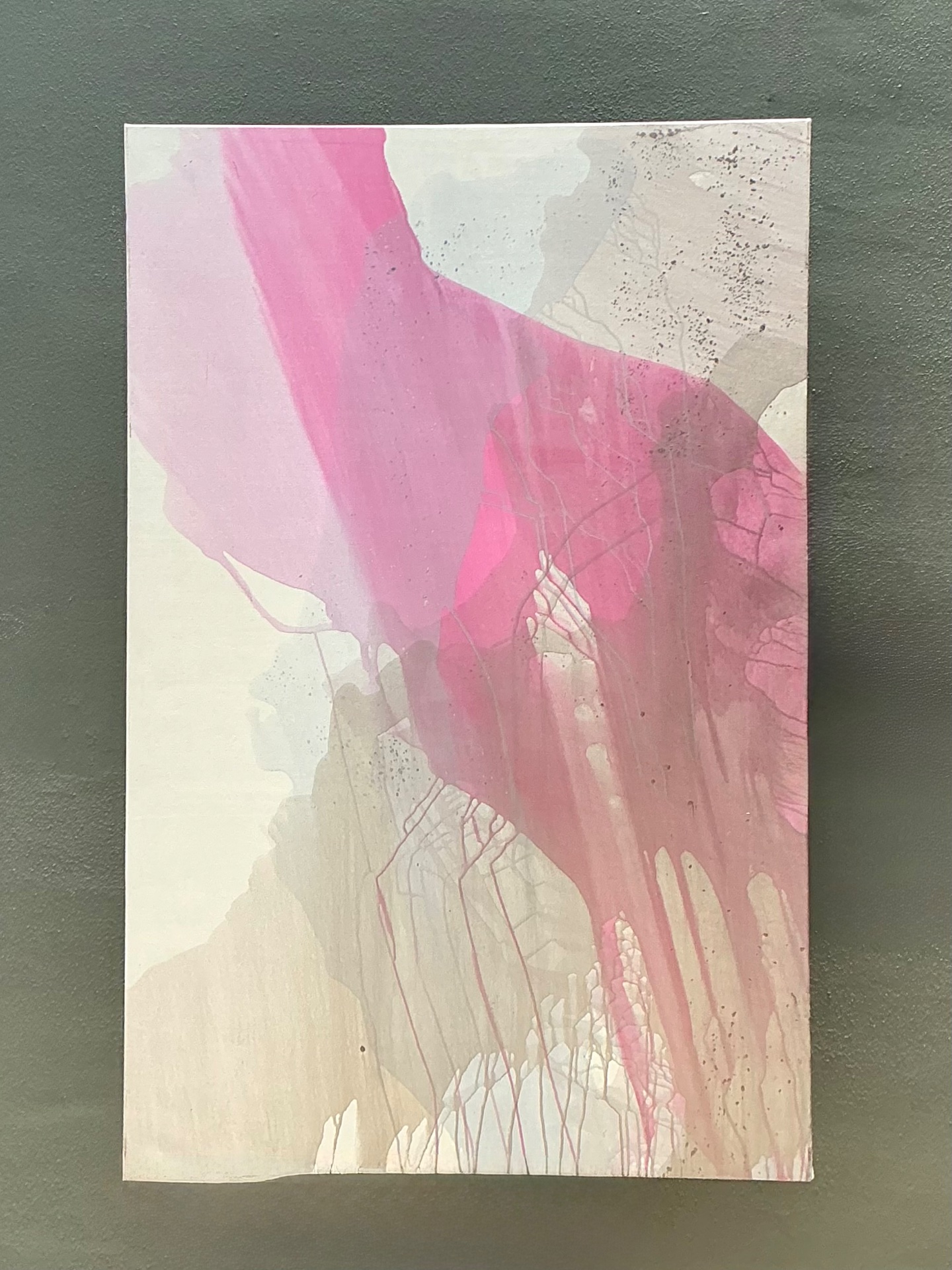 Vintage Monumental Abstract Expressionist Painting on Canvas - Side view