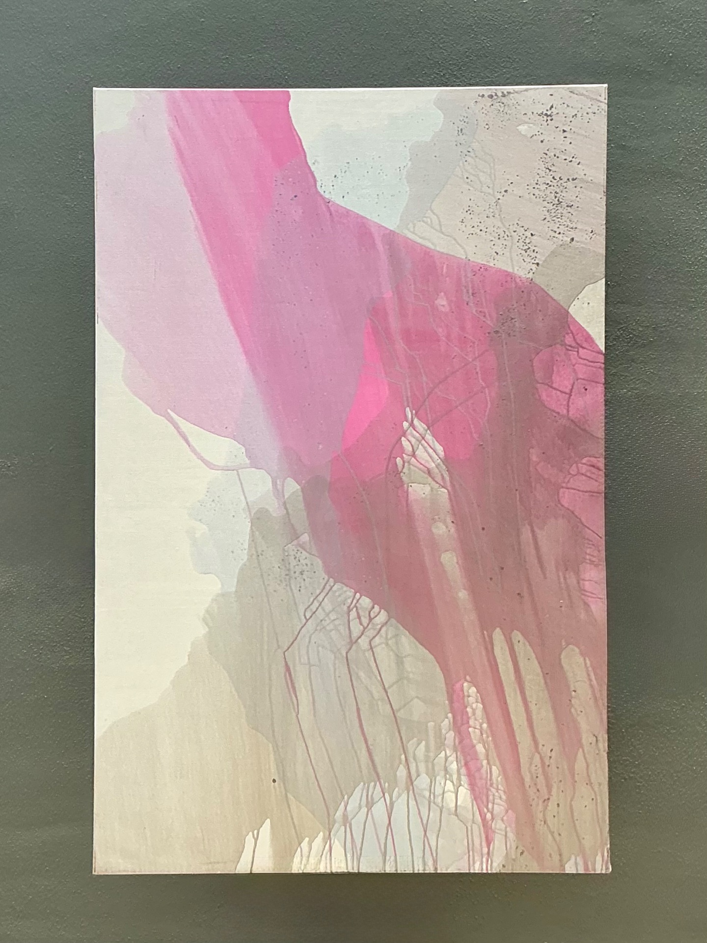 Vintage Monumental Abstract Expressionist Painting on Canvas - Back view