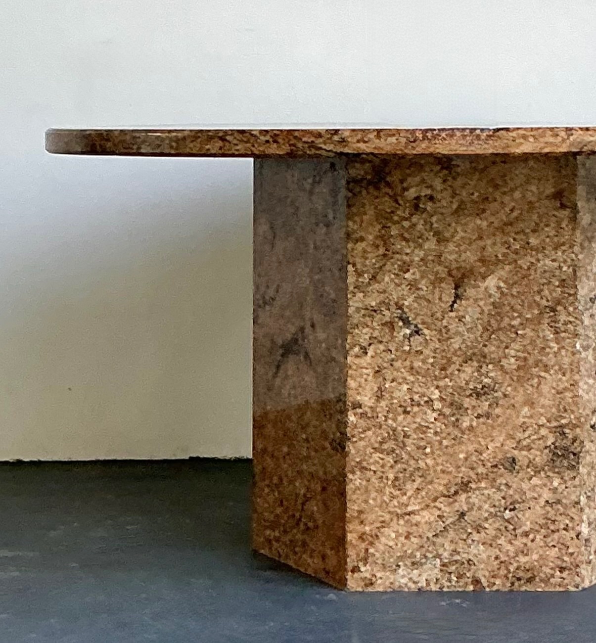 Vintage Granite Pedestal Dining Table - Back view
