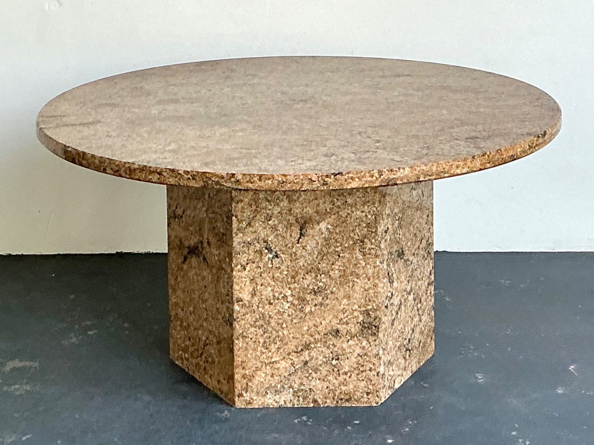 Vintage Granite Pedestal Dining Table - Side view