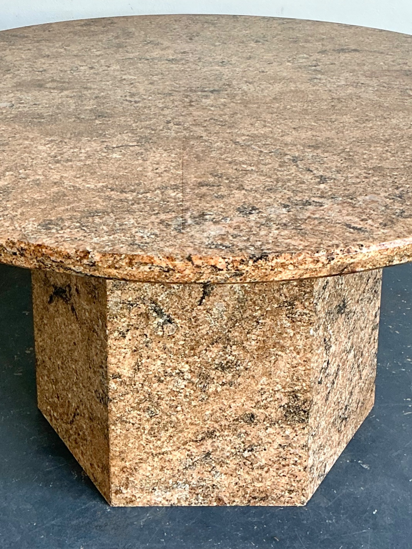 Vintage Granite Pedestal Dining Table - Top view