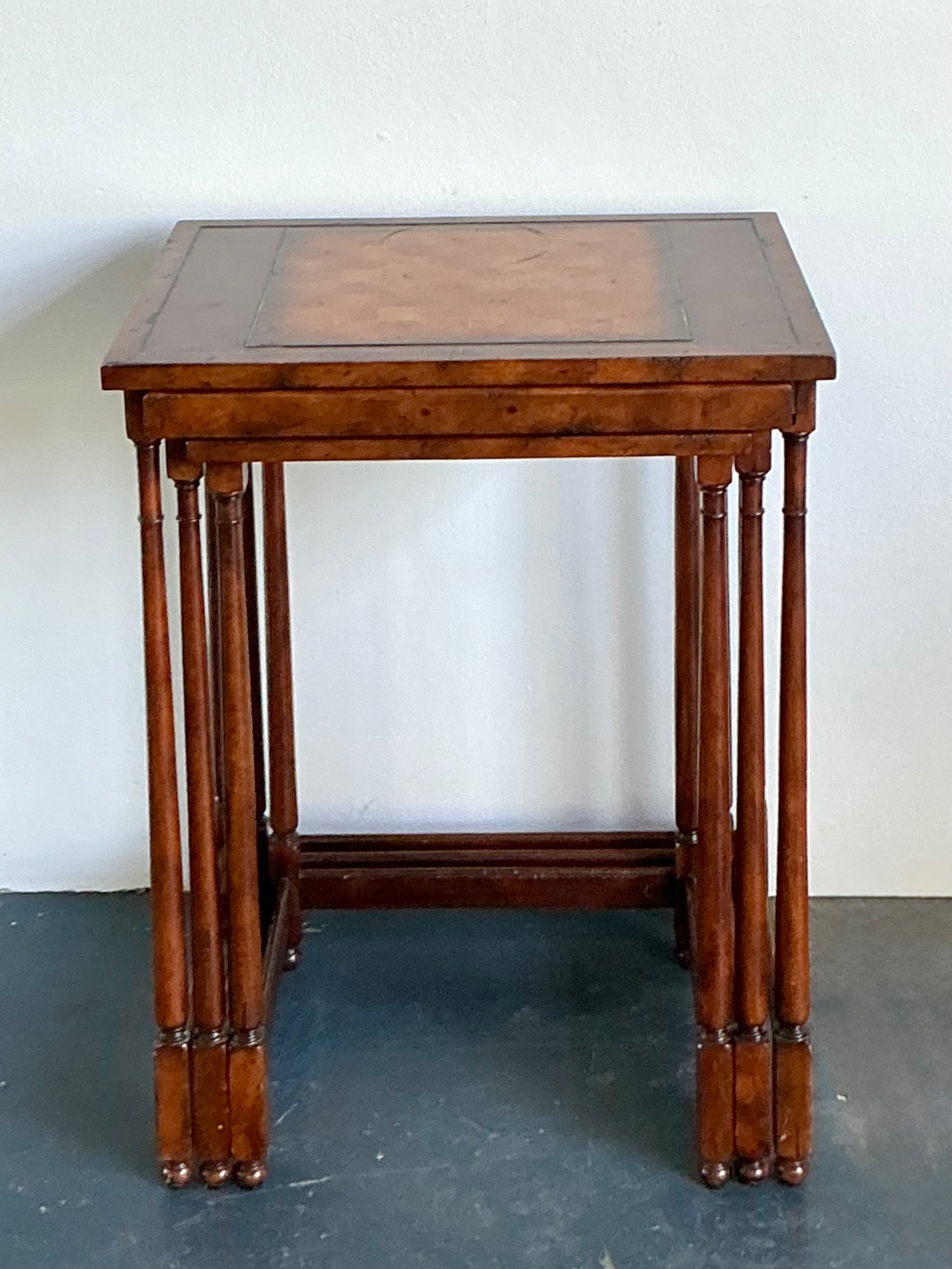 Vintage Theodore Alexander Wood Nesting Tables with Game Boards - Detail view