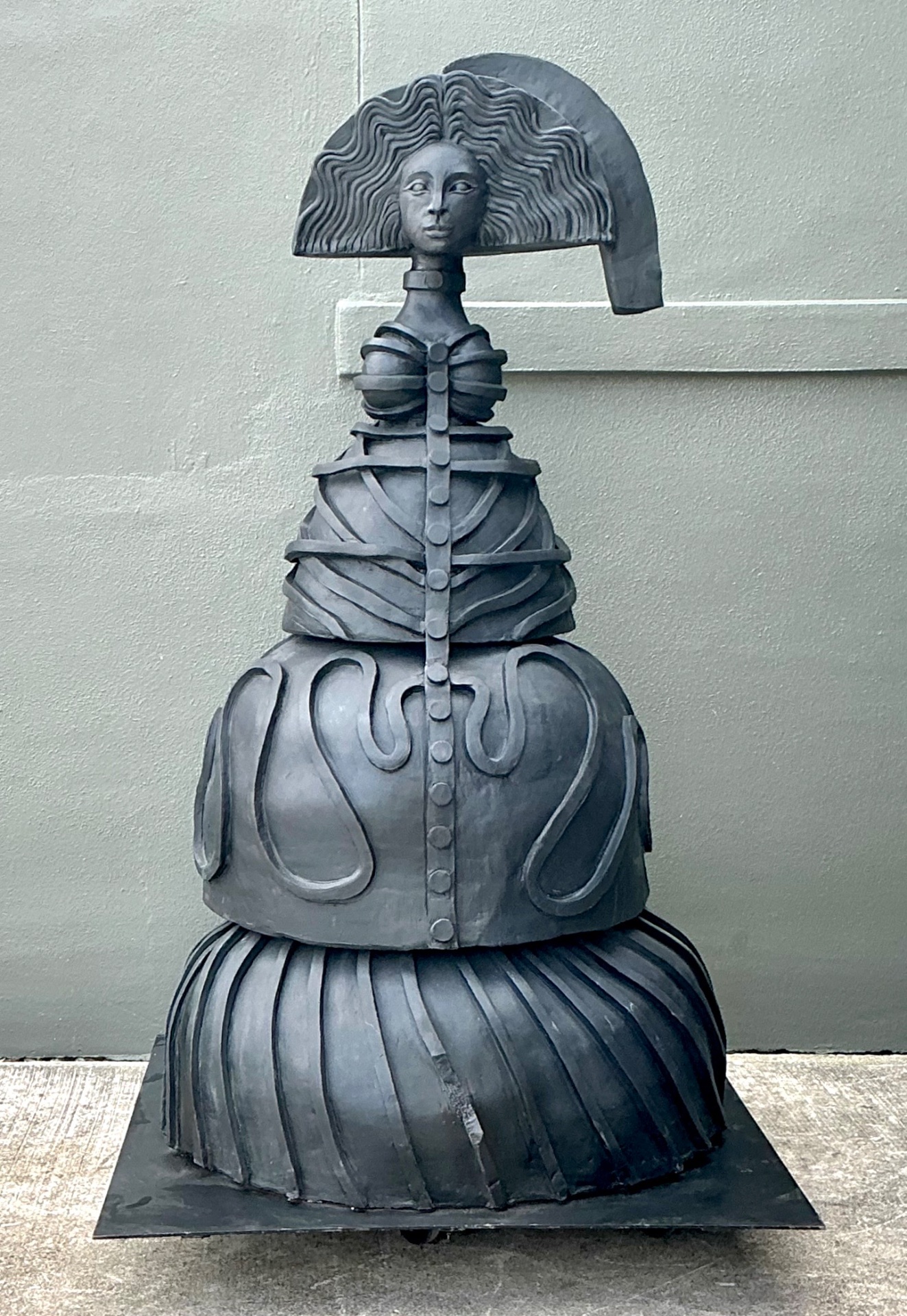 Vintage Terracotta Sculpture Of Woman - Top view