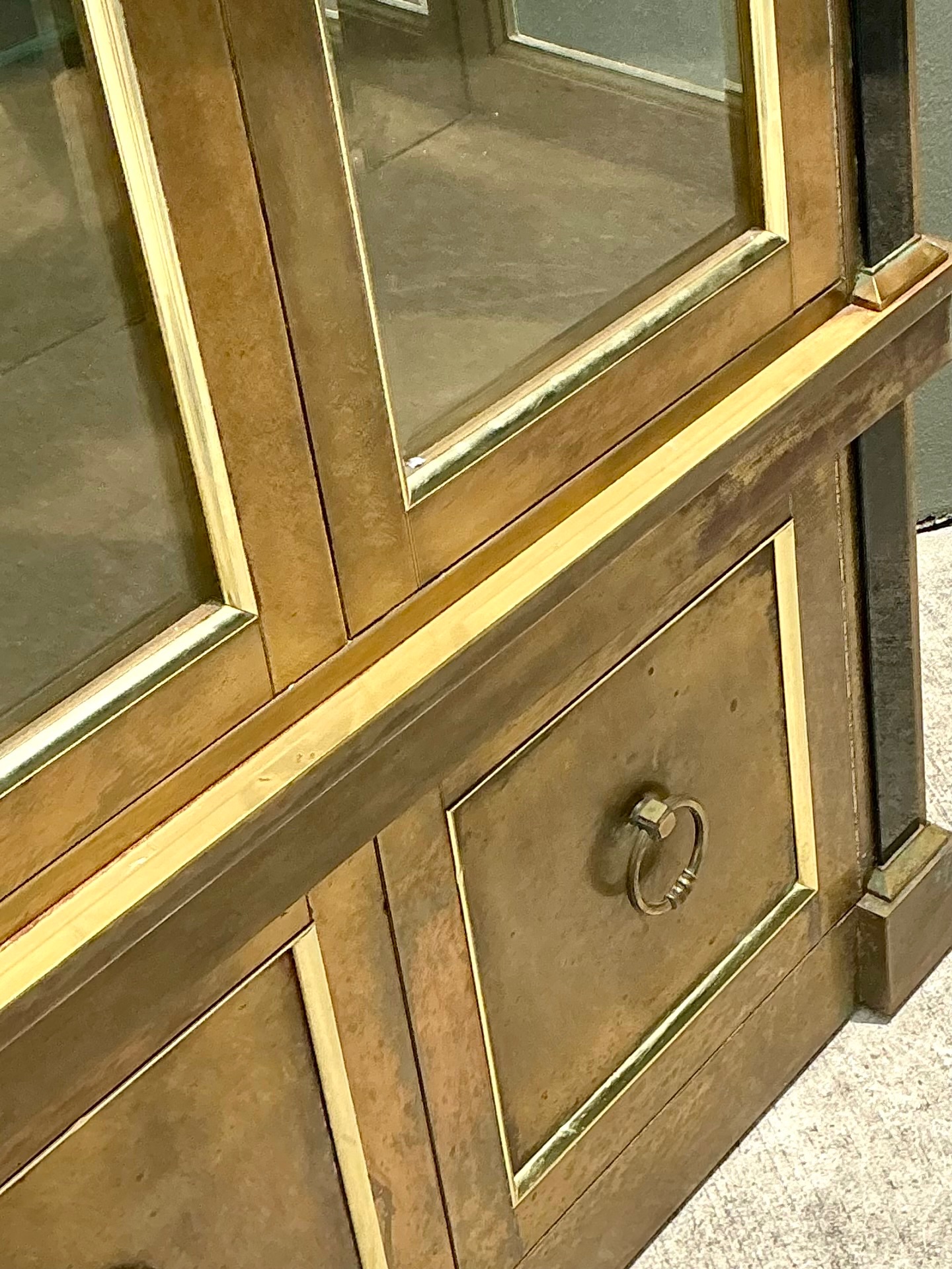 Vintage Mastercraft Brass Pediment Cabinet - Side view