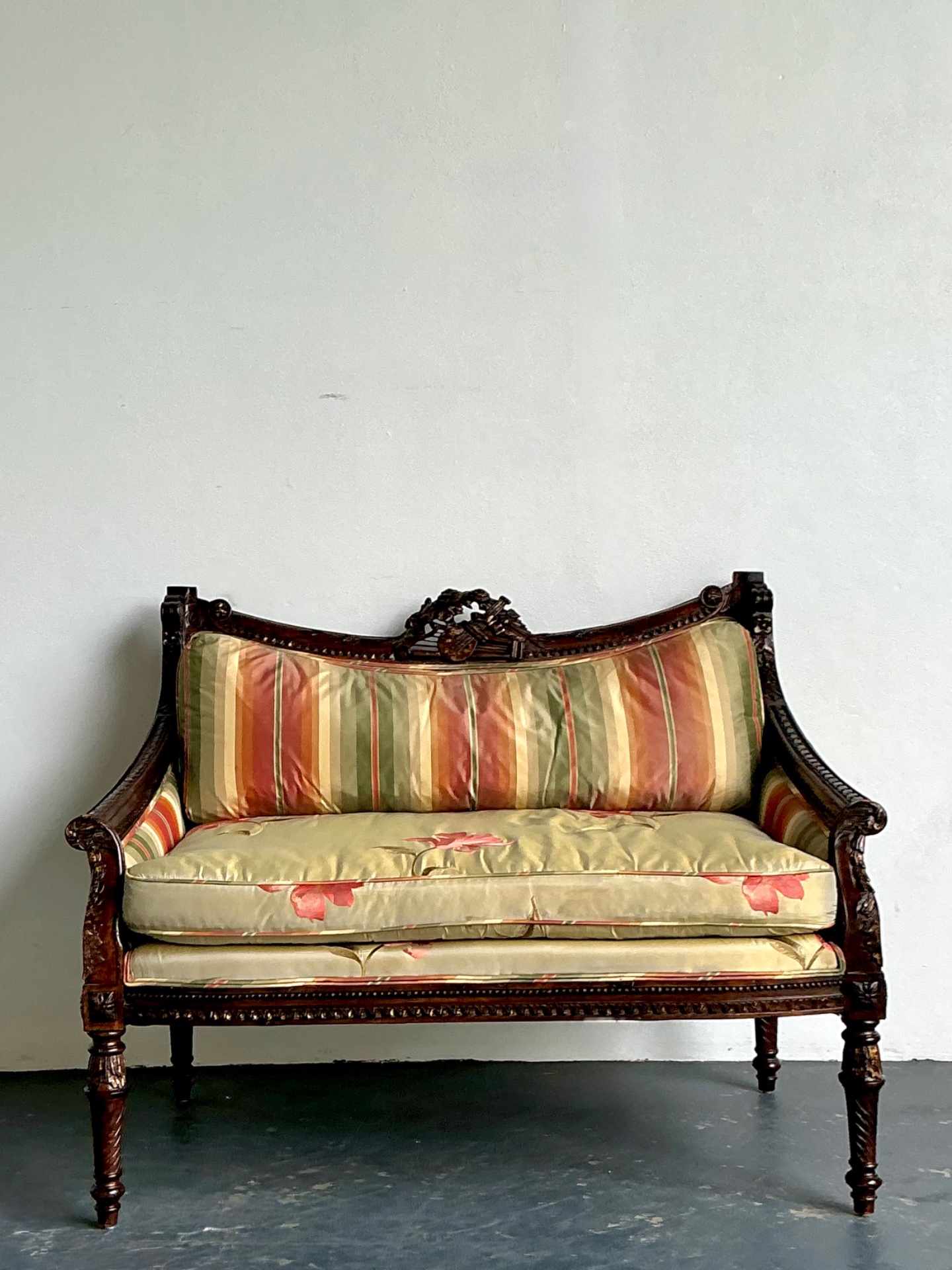 Vintage Louis XVI Carved Canape Settee - Top view