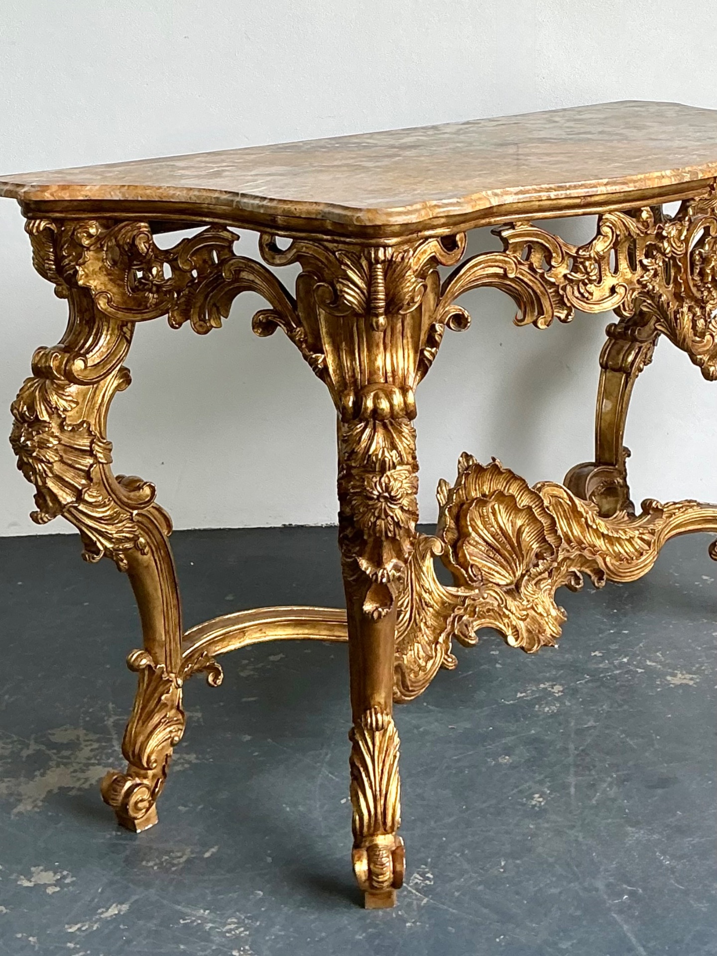 Antique Rococo Giltwood Console with Marble Top - Back view