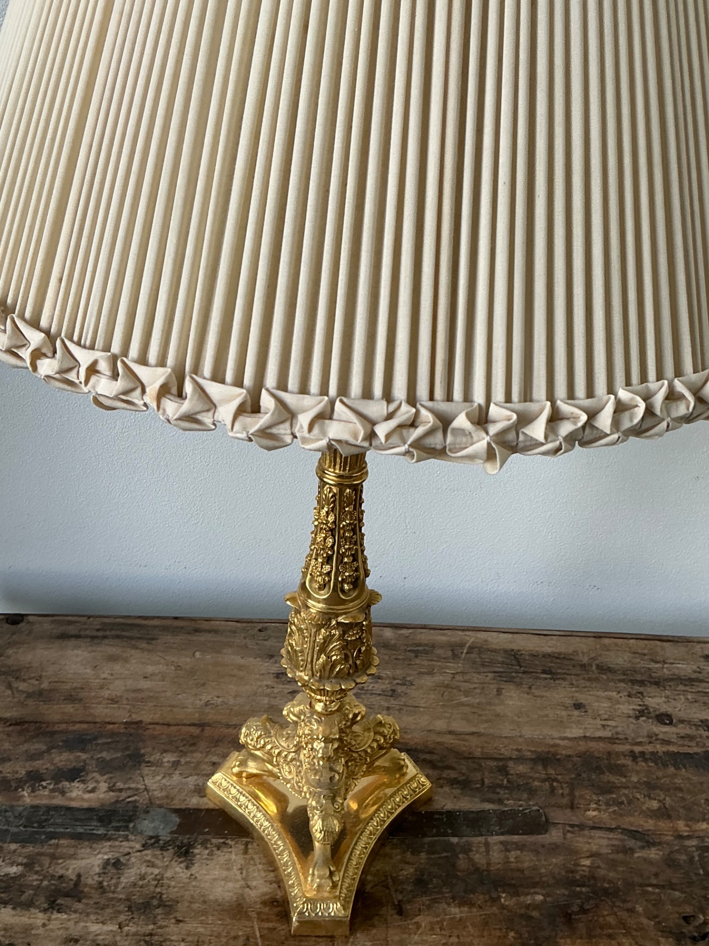 Vintage Empire Gilt Candlestick Lamps - A Pair - Back view