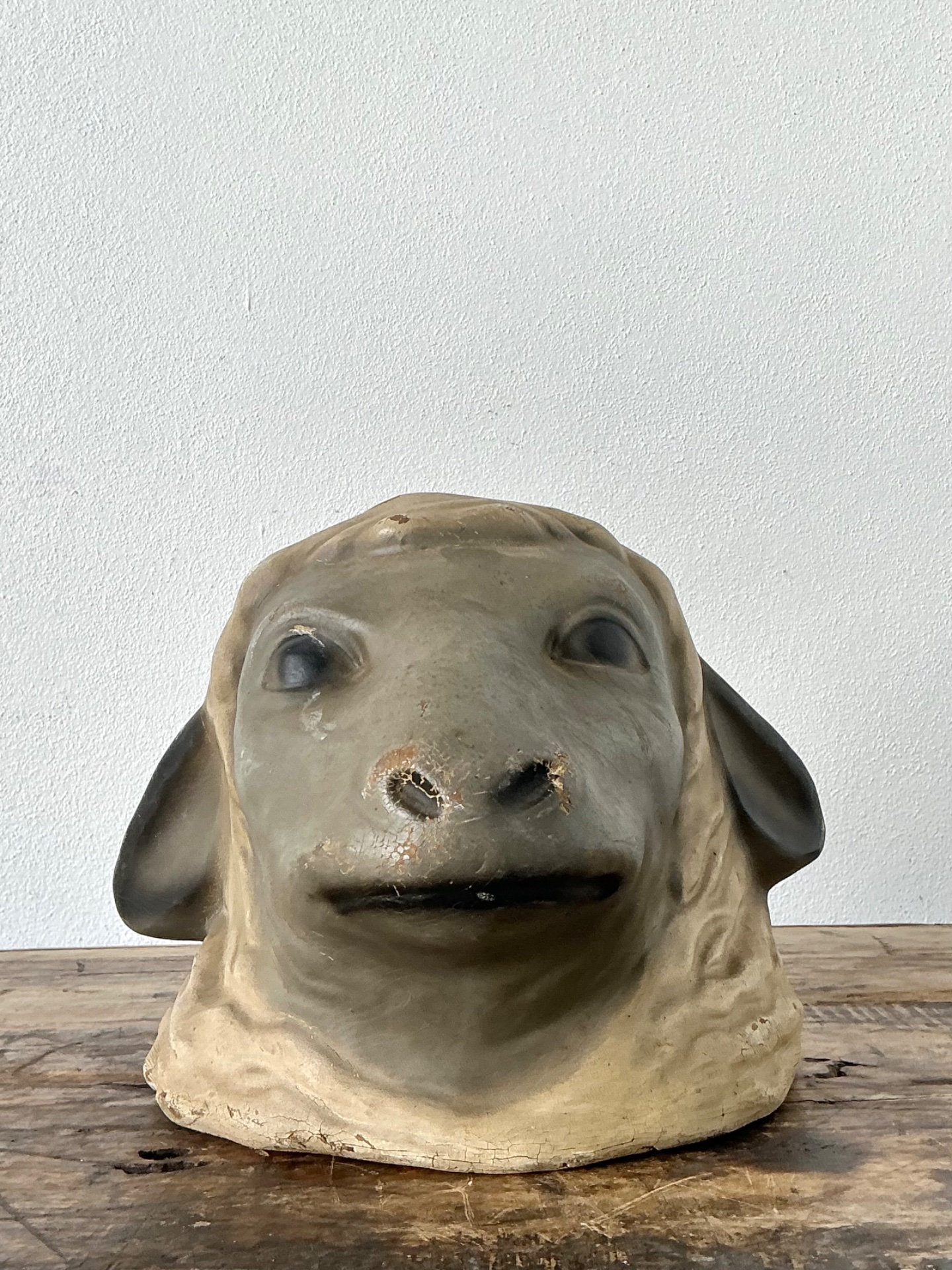 Vintage Painted Ram Bust - Side view