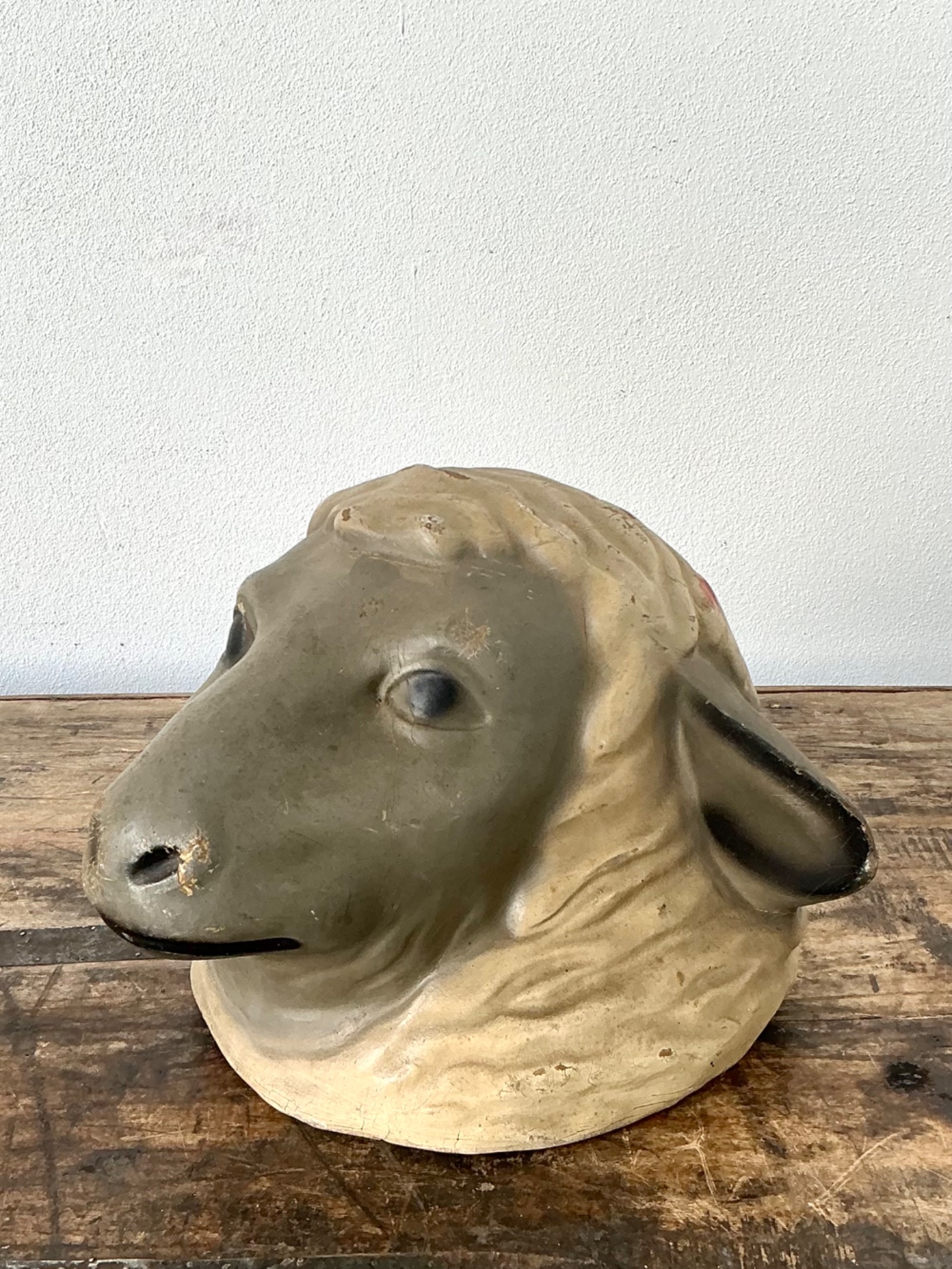Vintage Painted Ram Bust - Back view