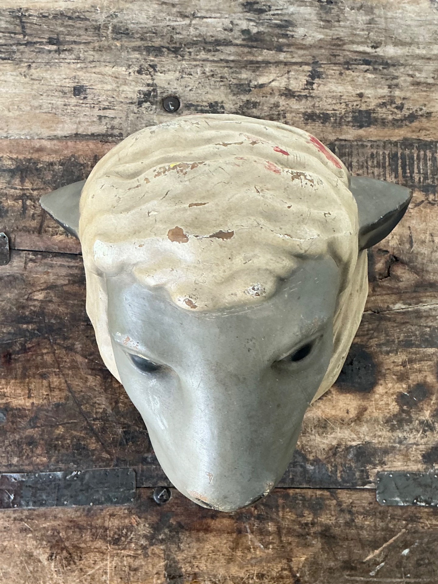 Vintage Painted Ram Bust - Top view
