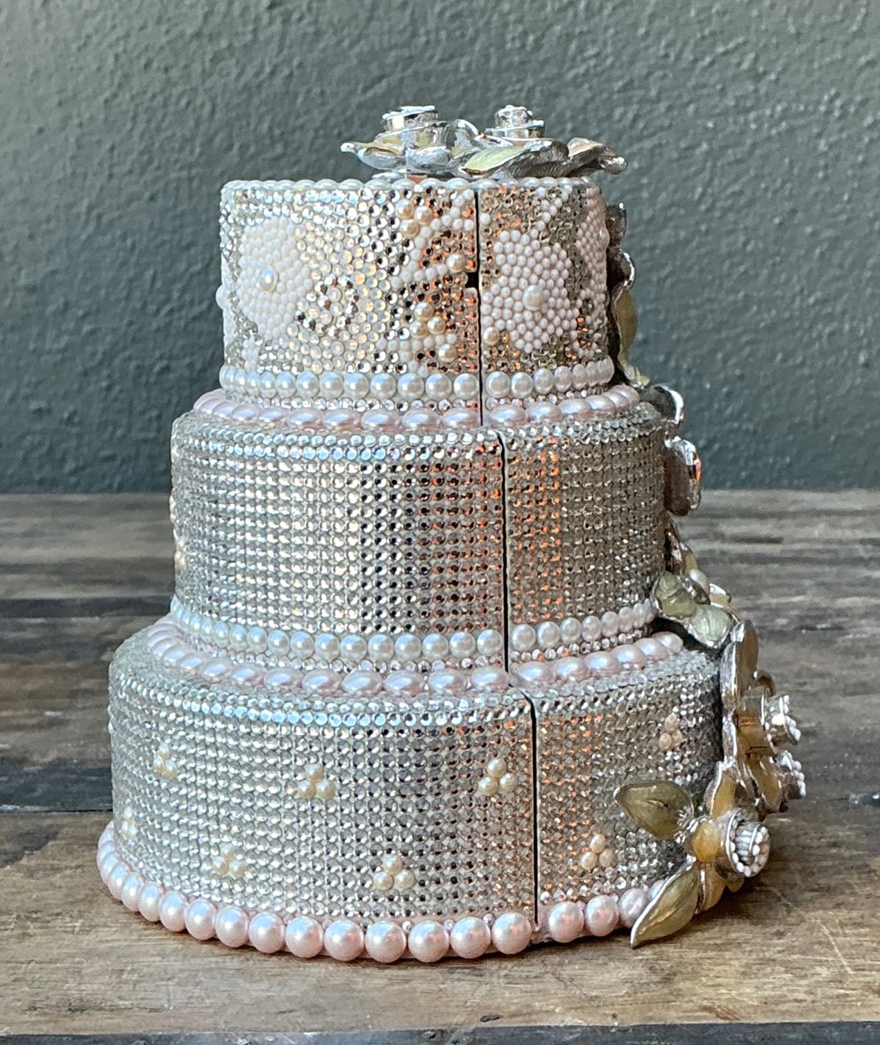 Vintage Judith Leiber Wedding Cake Crystal Clutch - Back view