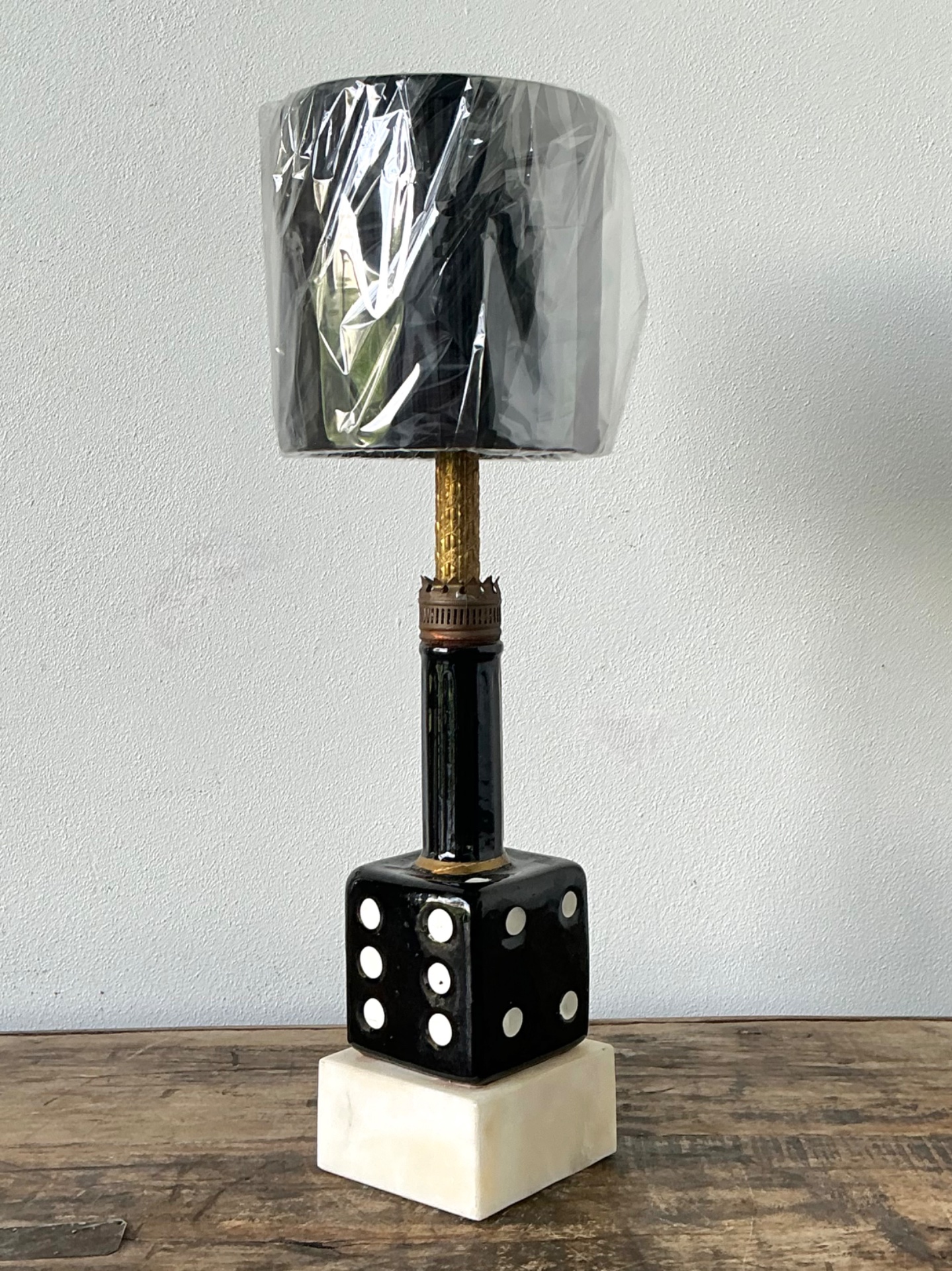 Vintage Ceramic Dice Table Lamp - Side view