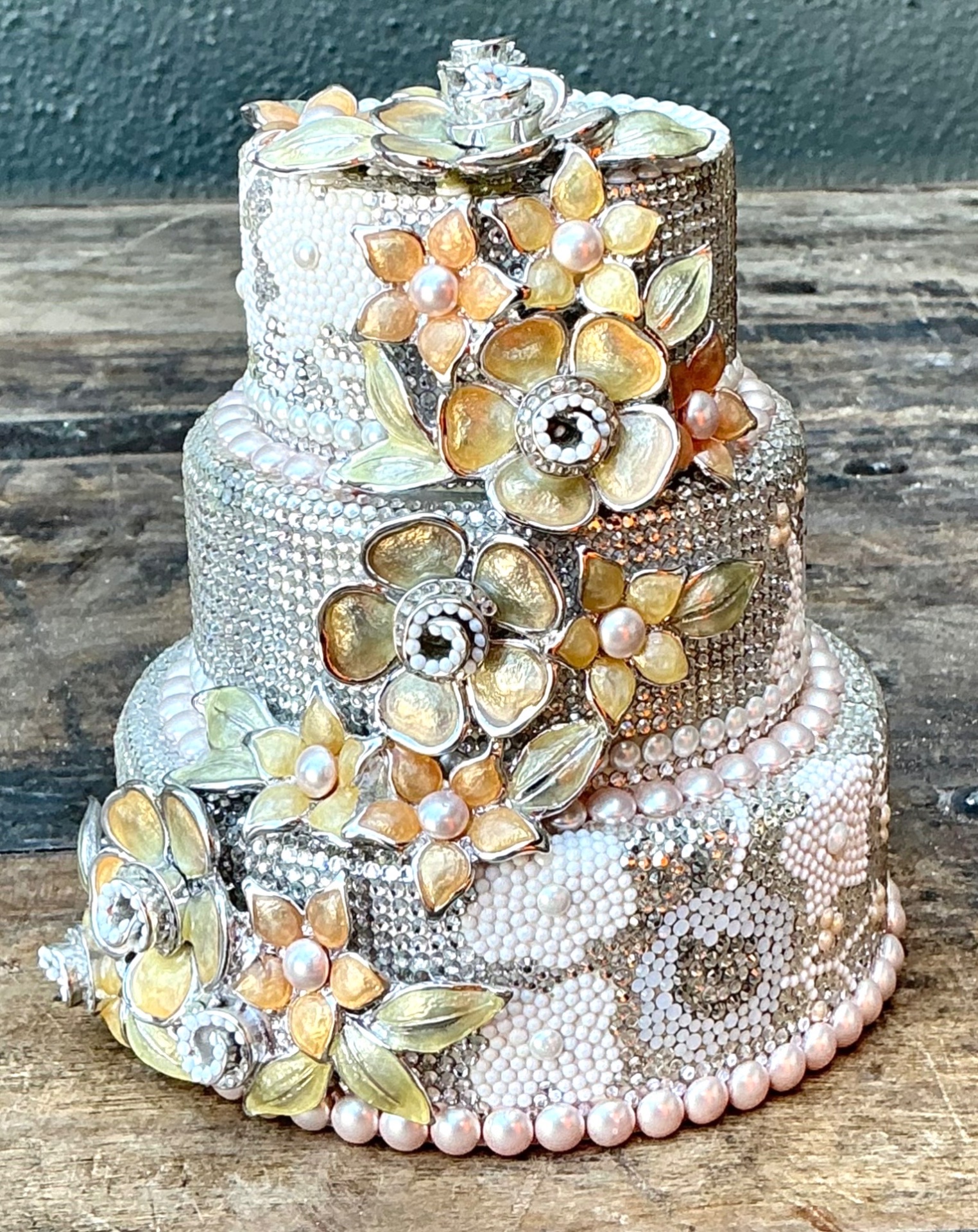Vintage Judith Leiber Wedding Cake Crystal Clutch - Top view