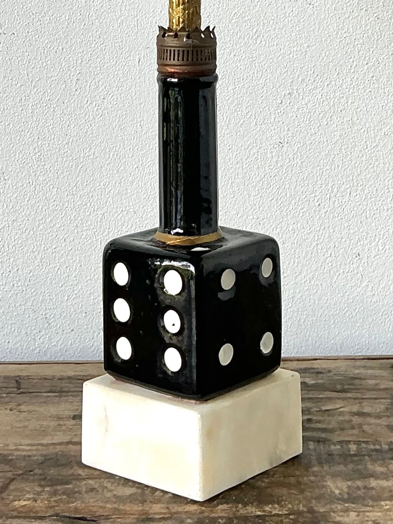 Vintage Ceramic Dice Table Lamp - Back view