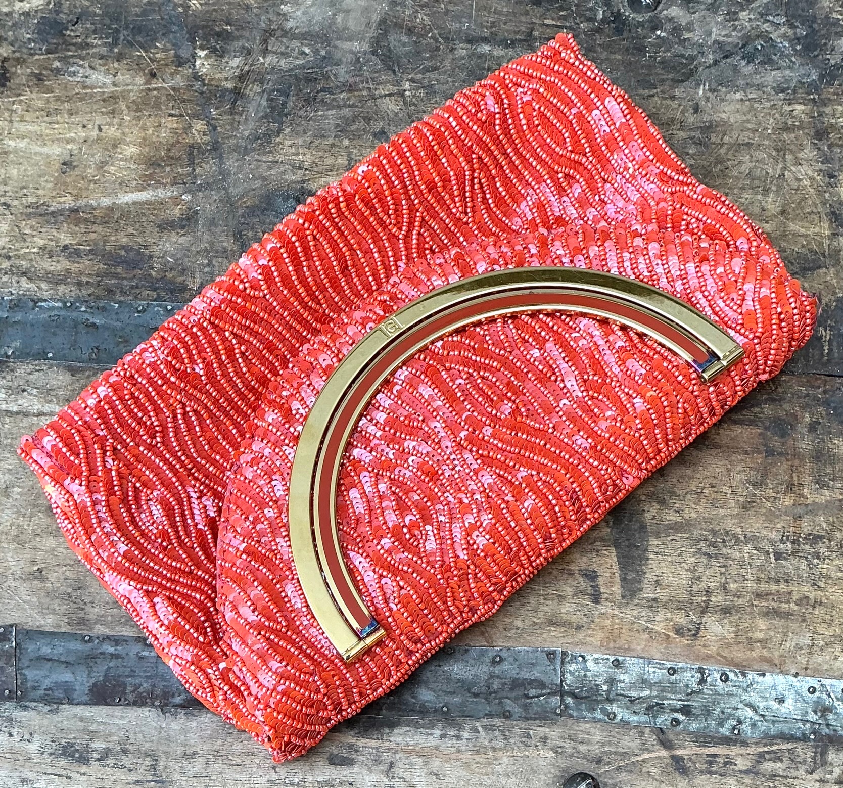 Vintage Carolina Herrera Beaded Evening Clutch - Detail view