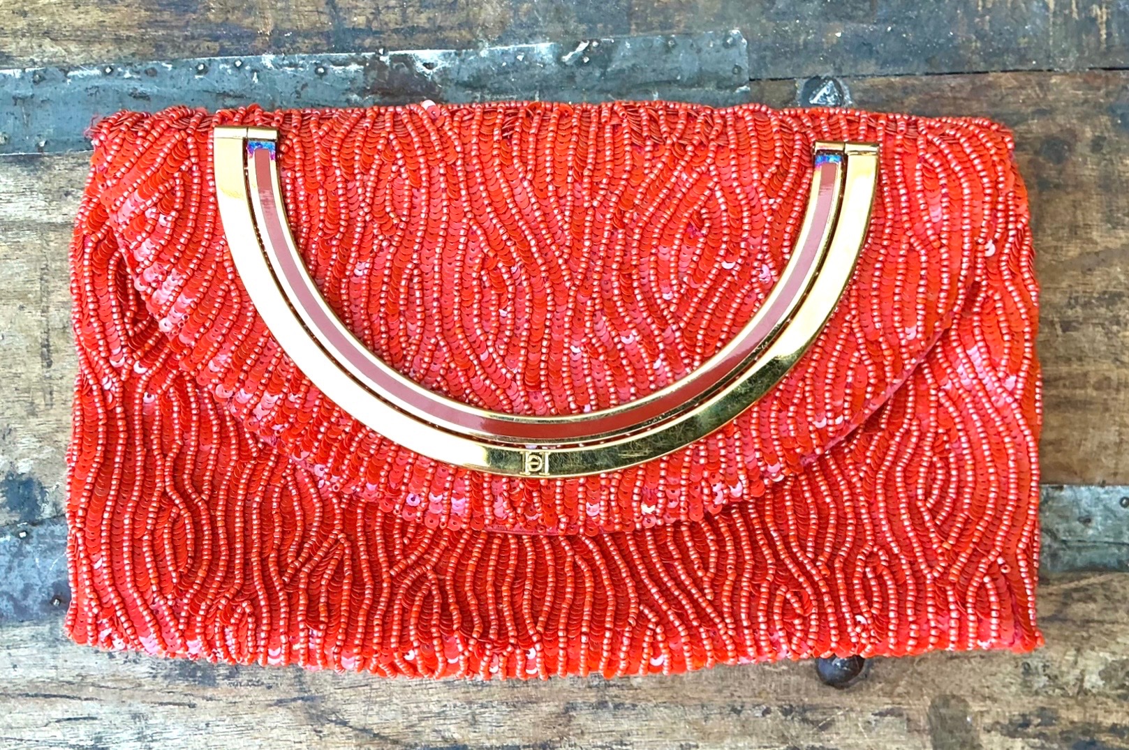 Vintage Carolina Herrera Beaded Evening Clutch - Side view