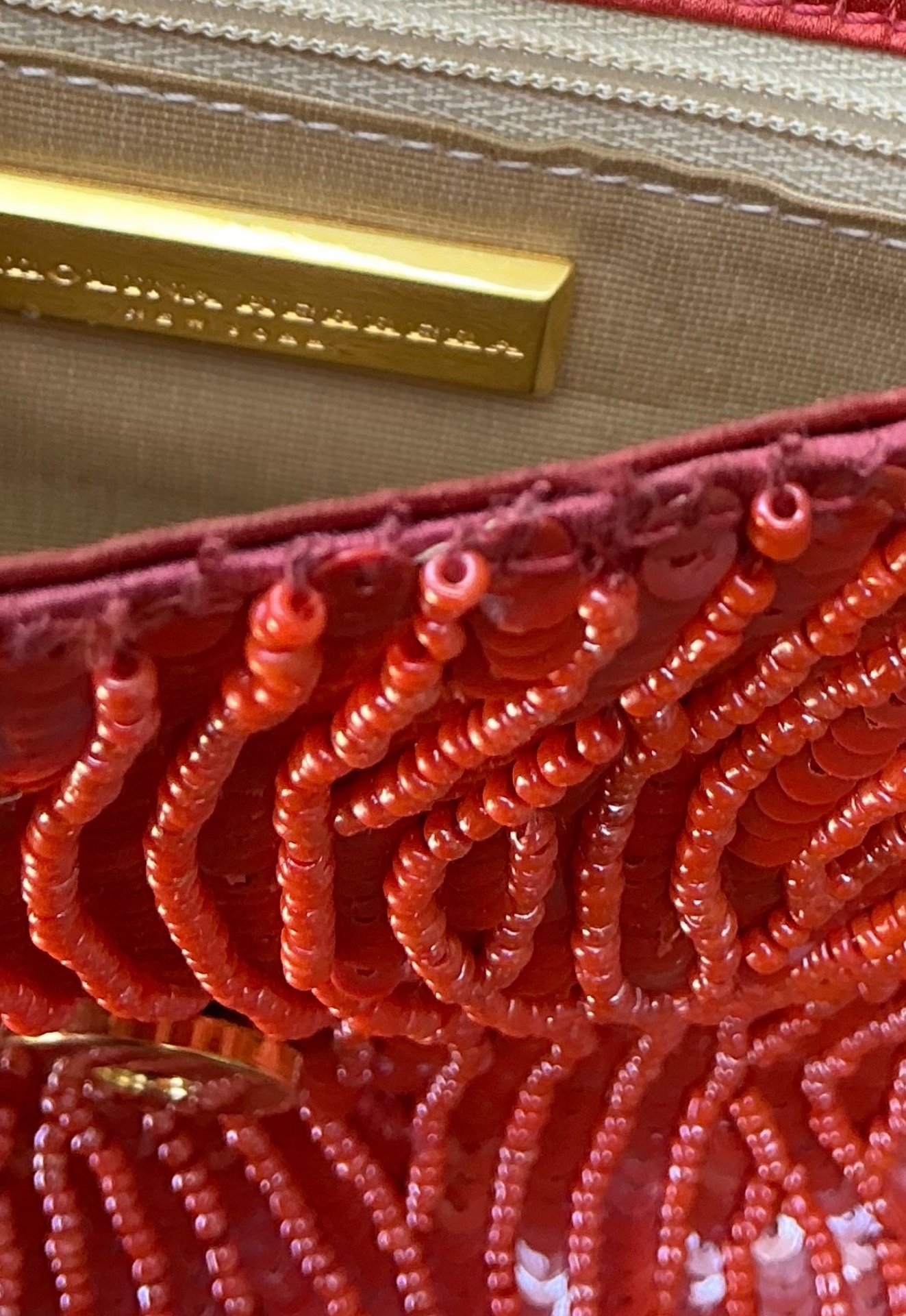 Vintage Carolina Herrera Beaded Evening Clutch - Top view