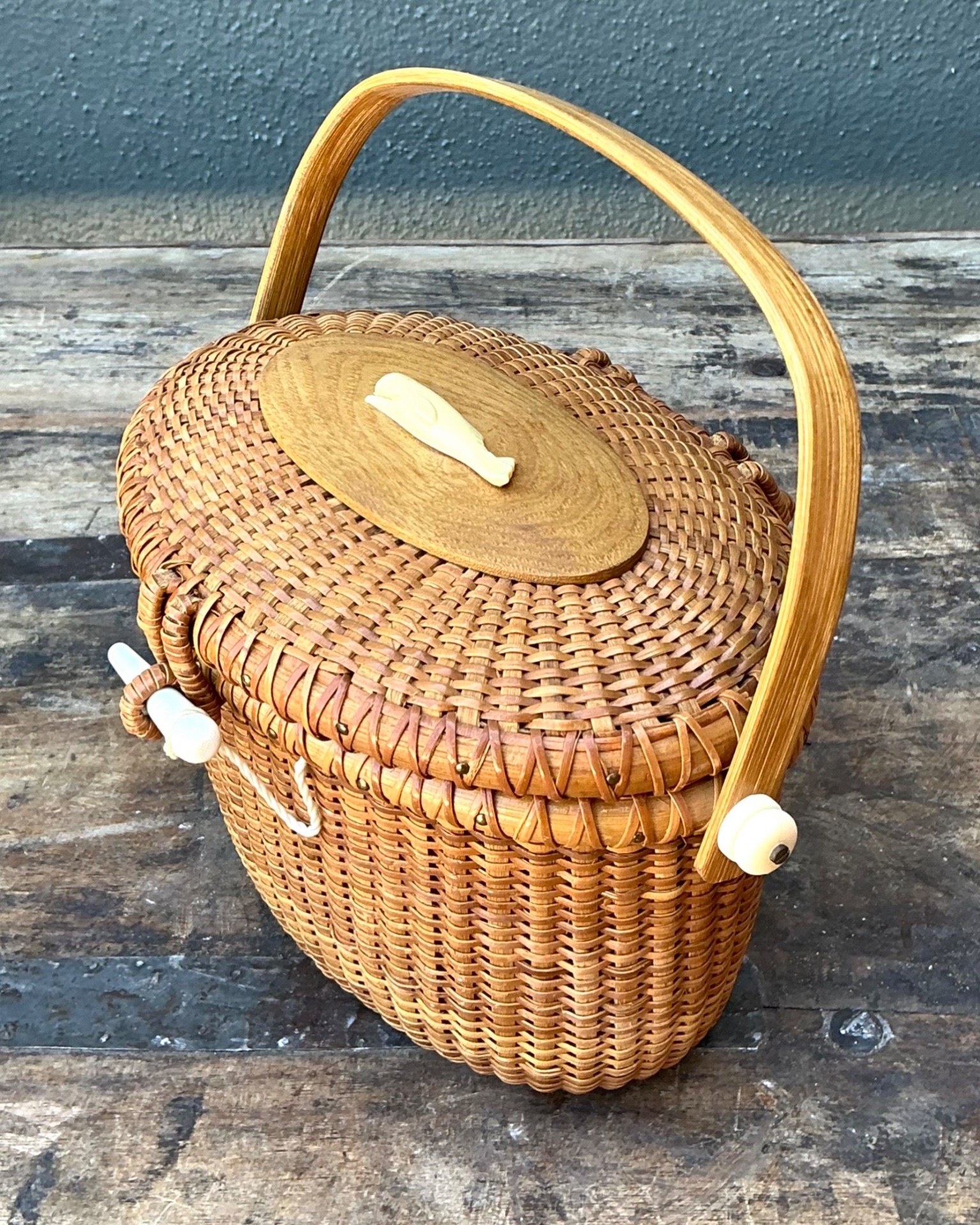 Vintage Woven Nantucket Whale Bag - Detail view