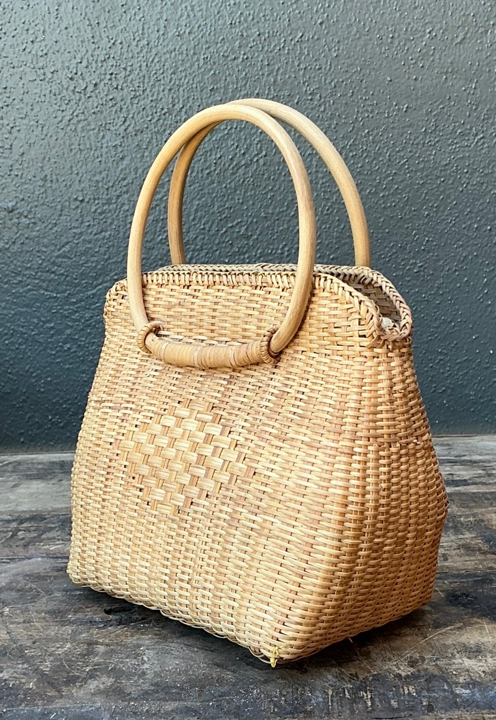 Vintage Woven Rattan Handbag - Detail view