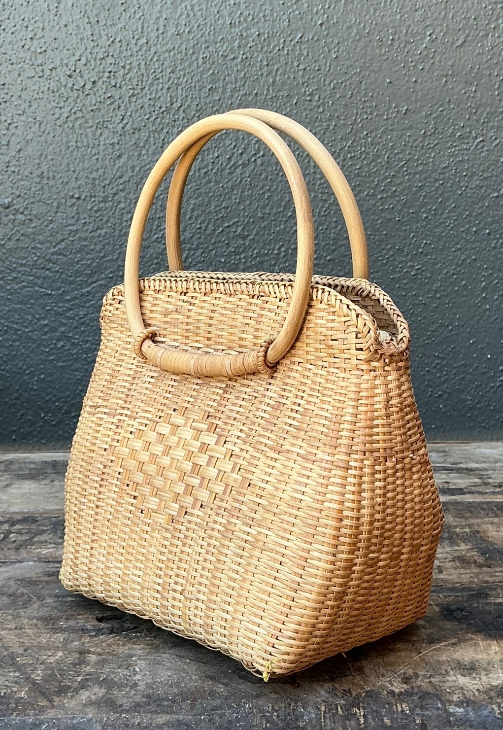 Vintage Woven Rattan Handbag - Back view