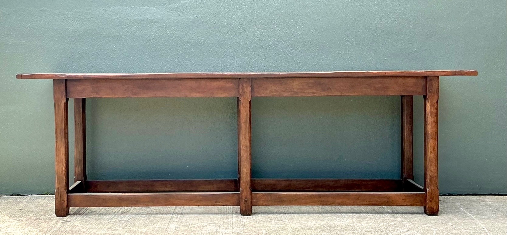 Vintage Therien Studios Rustic Plank Console Table - Back view