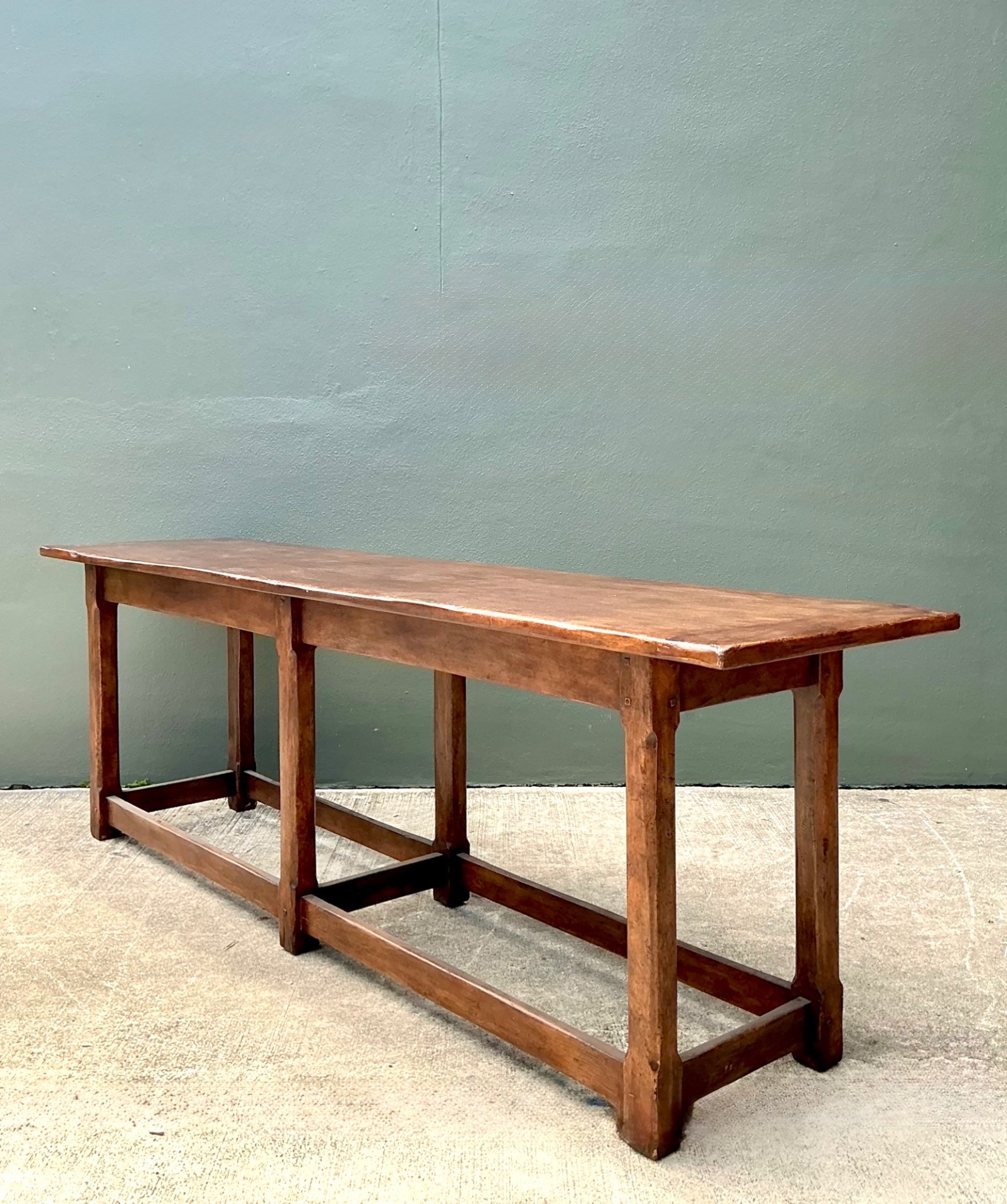 Vintage Therien Studios Rustic Plank Console Table - Side view