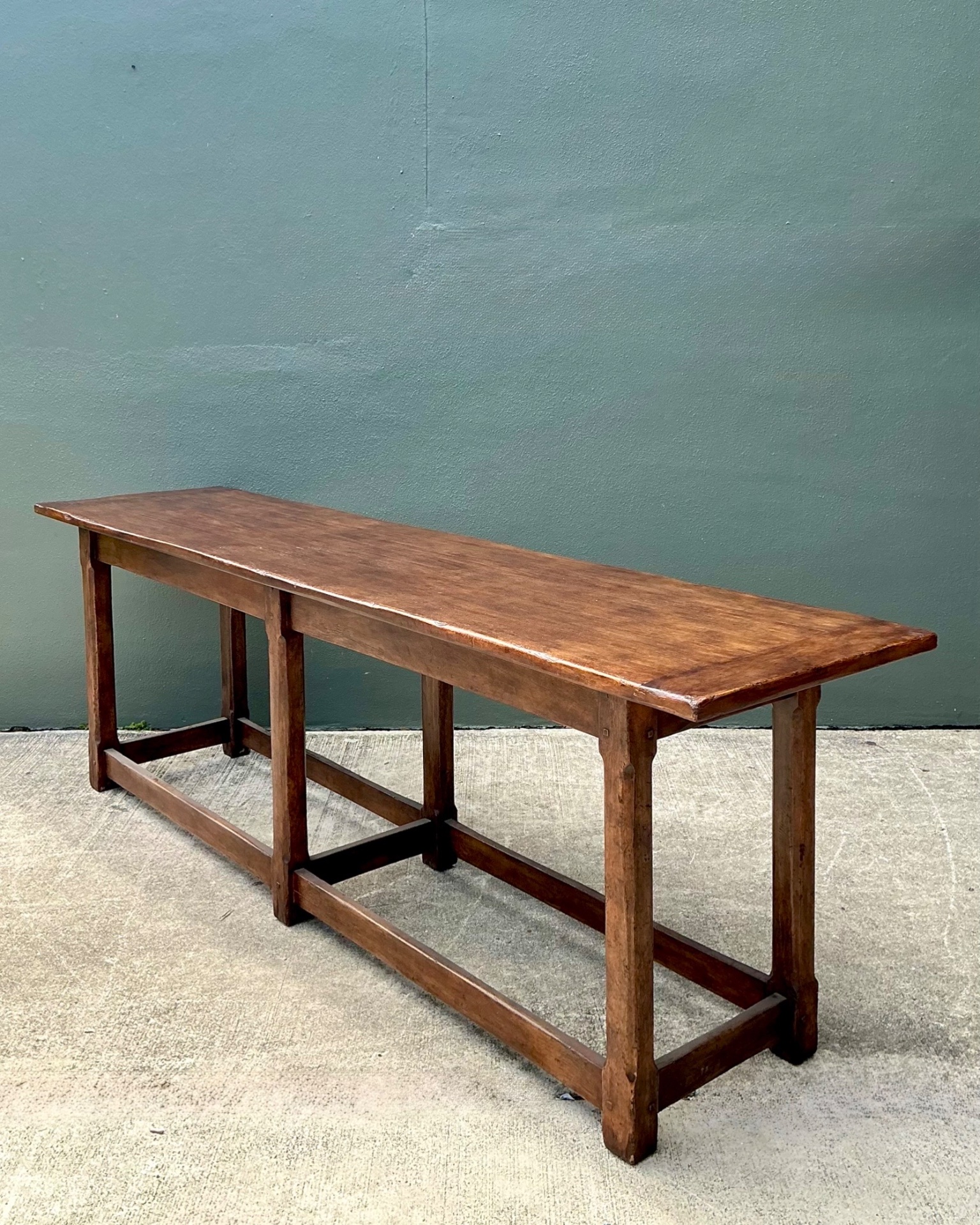 Vintage Therien Studios Rustic Plank Console Table - Top view
