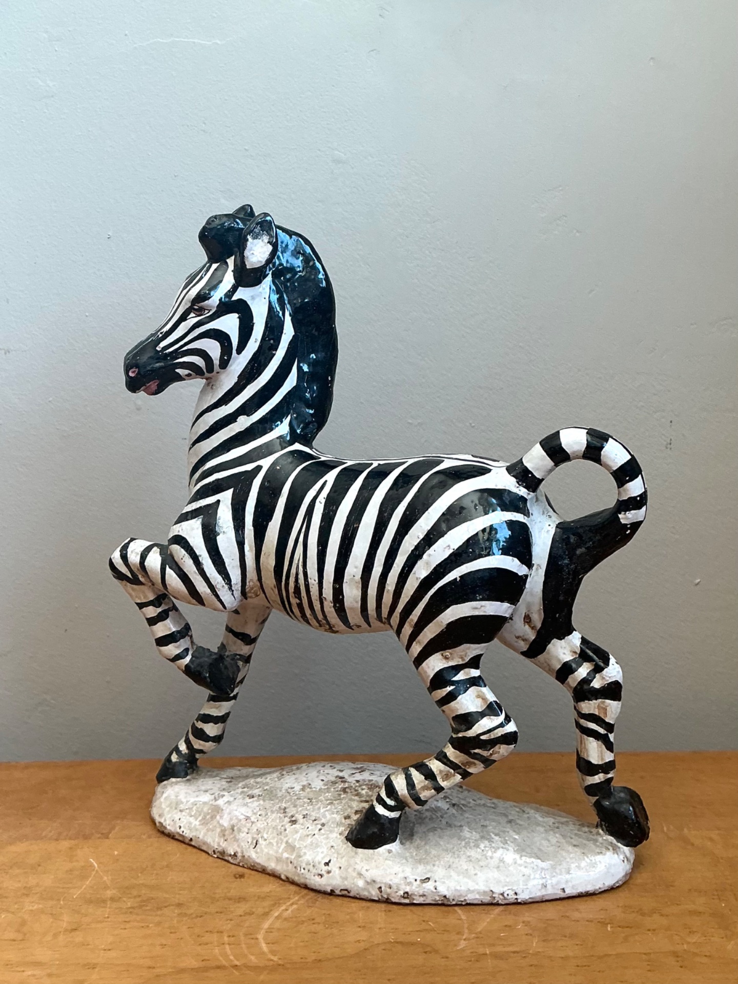 Vintage Italian Ceramic Zebra Sculpture - Top view