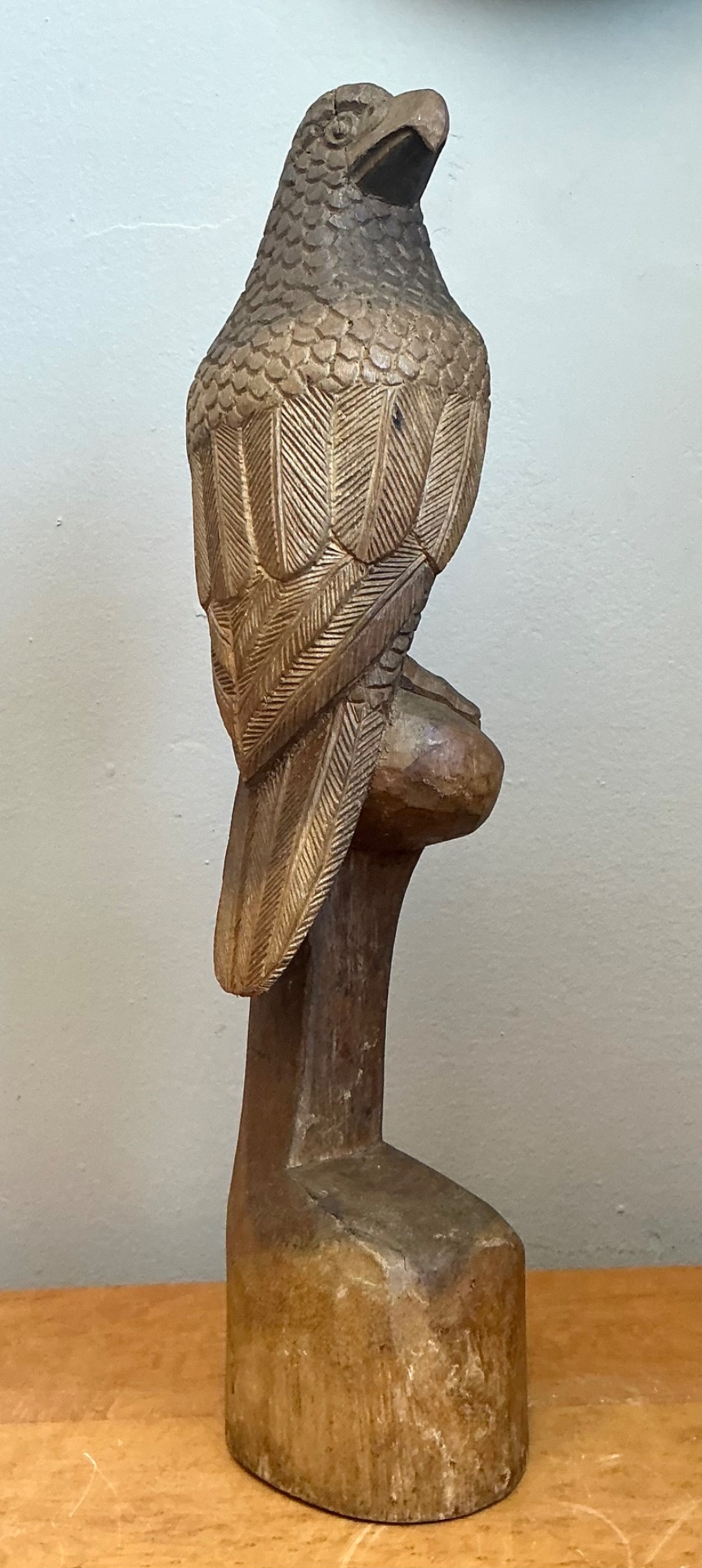Vintage Carved Wood Bird Sculptures - A Pair - Top view