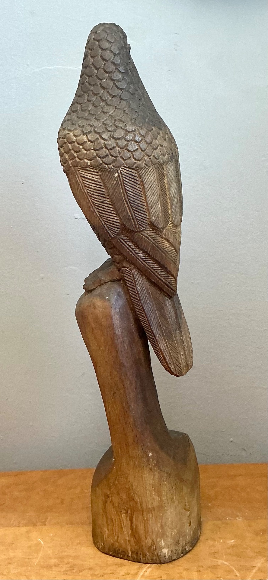 Vintage Carved Wood Bird Sculptures - A Pair - Side view