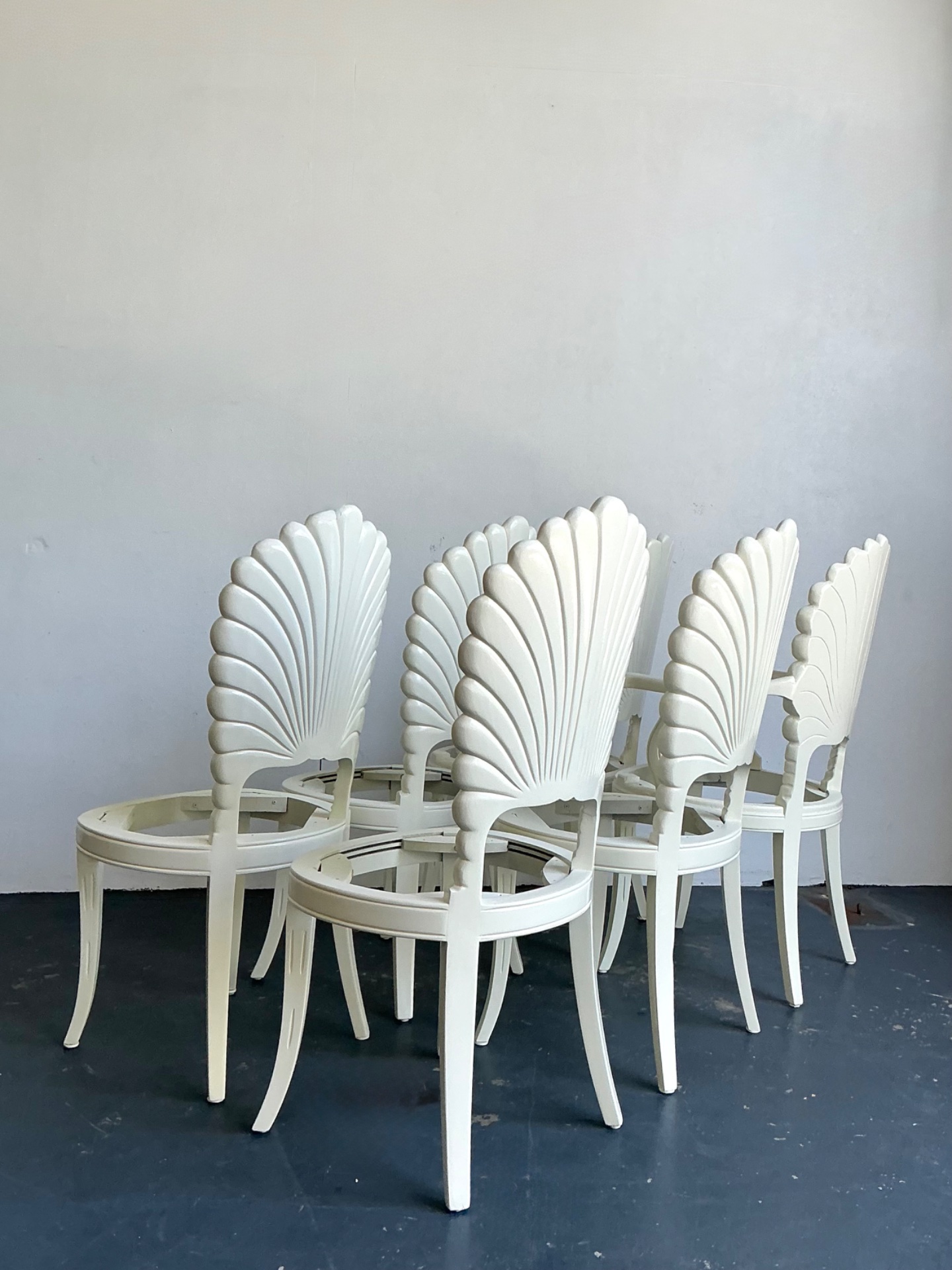 Vintage Hand Carved Grotto Dining Chairs - Set Of 6 - Detail view
