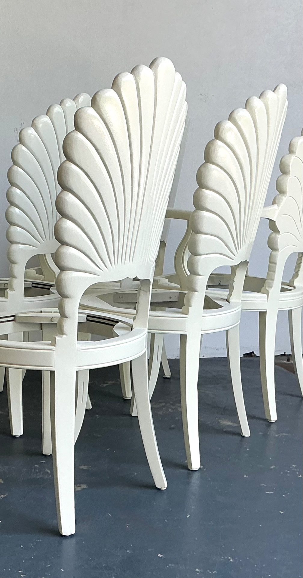 Vintage Hand Carved Grotto Dining Chairs - Set Of 6 - Side view