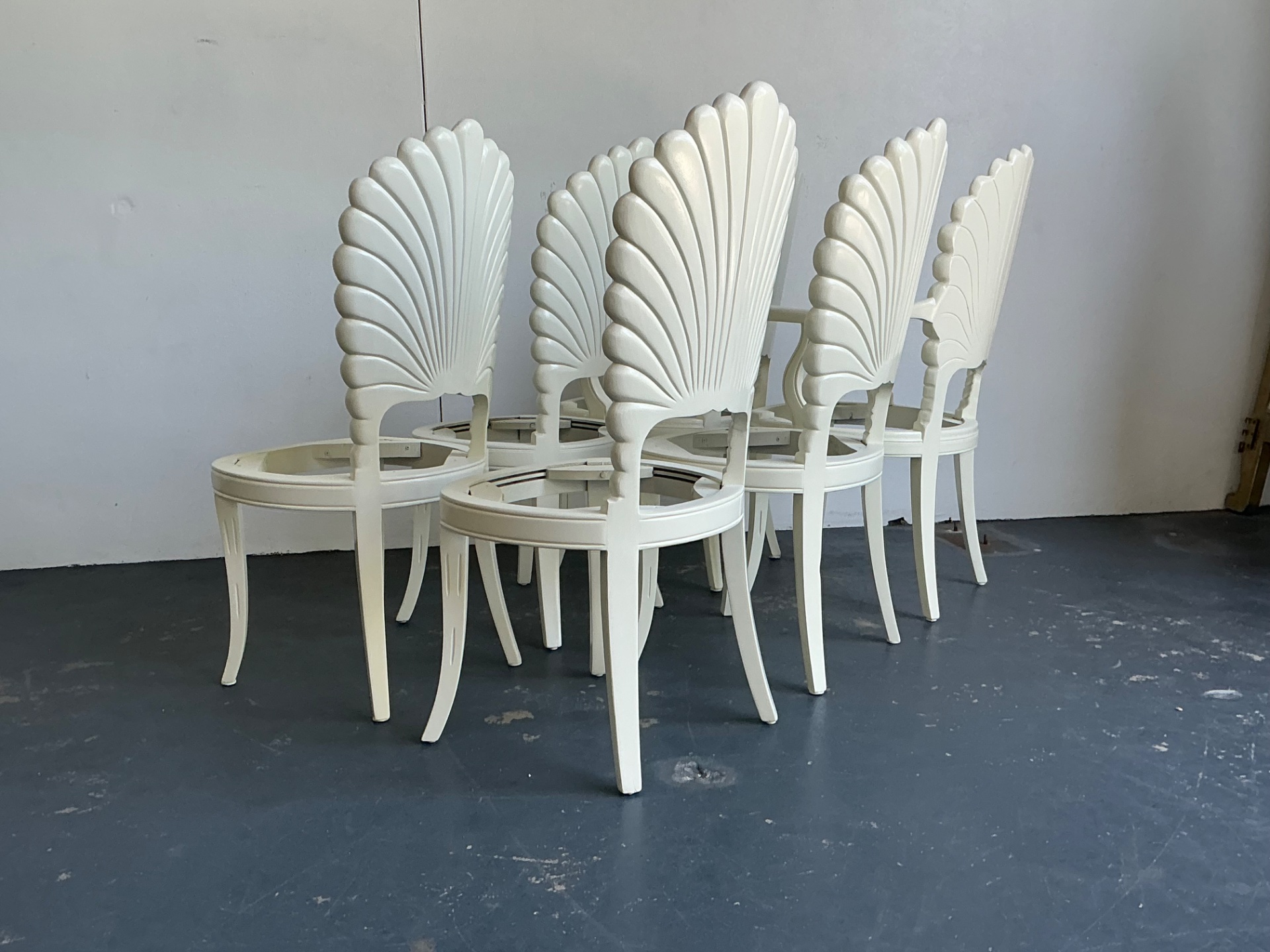 Vintage Hand Carved Grotto Dining Chairs - Set Of 6 - Top view