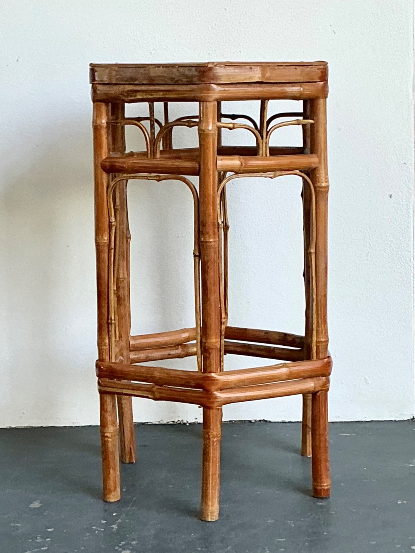 Vintage Bamboo Hexagonal Plant Stand - Top view
