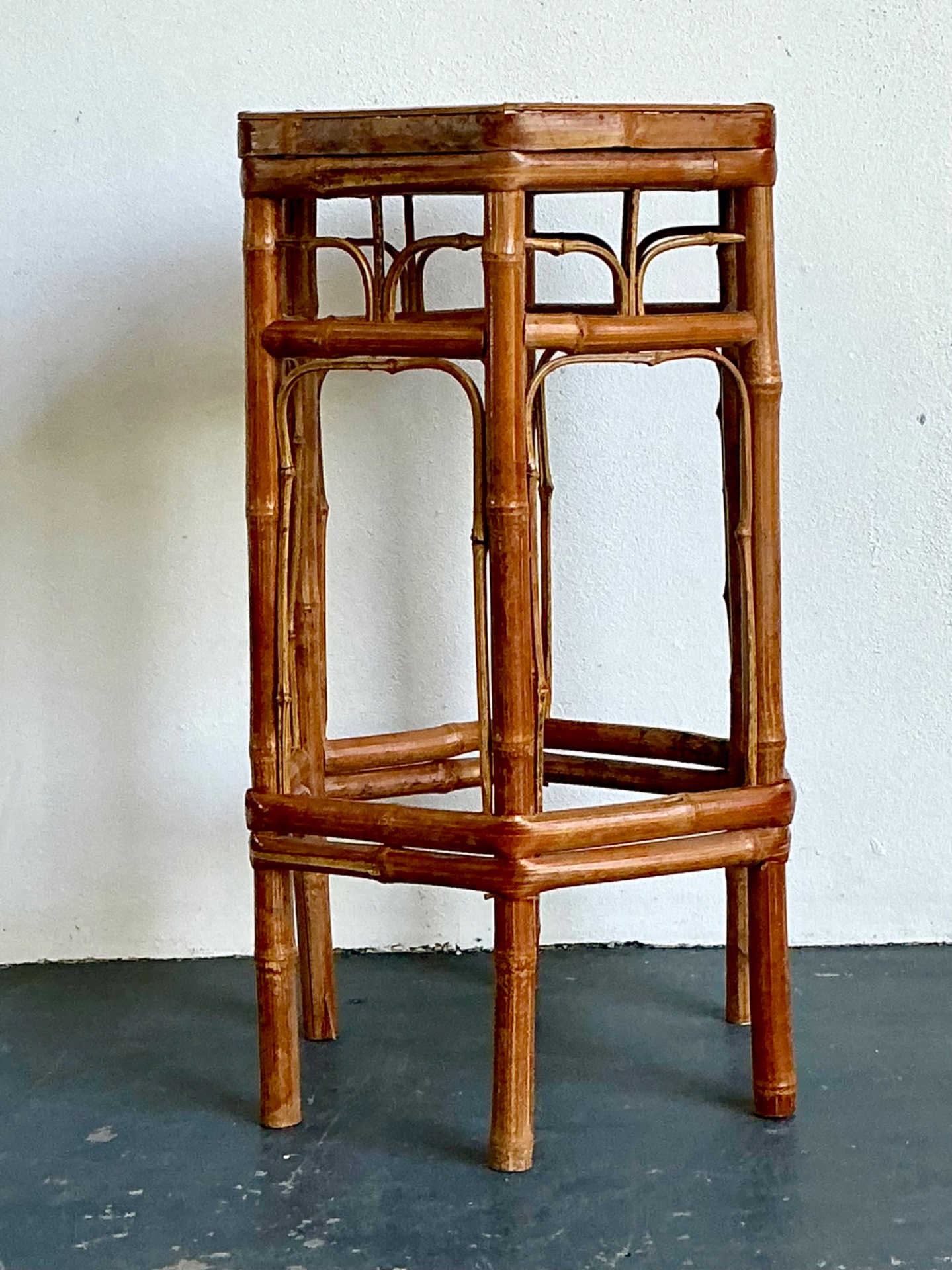 Vintage Bamboo Hexagonal Plant Stand - Side view