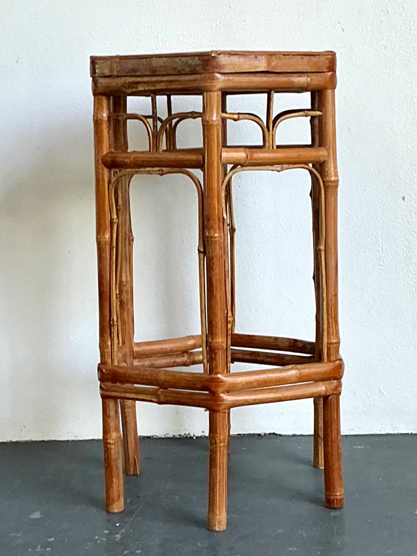 Vintage Bamboo Hexagonal Plant Stand - Detail view