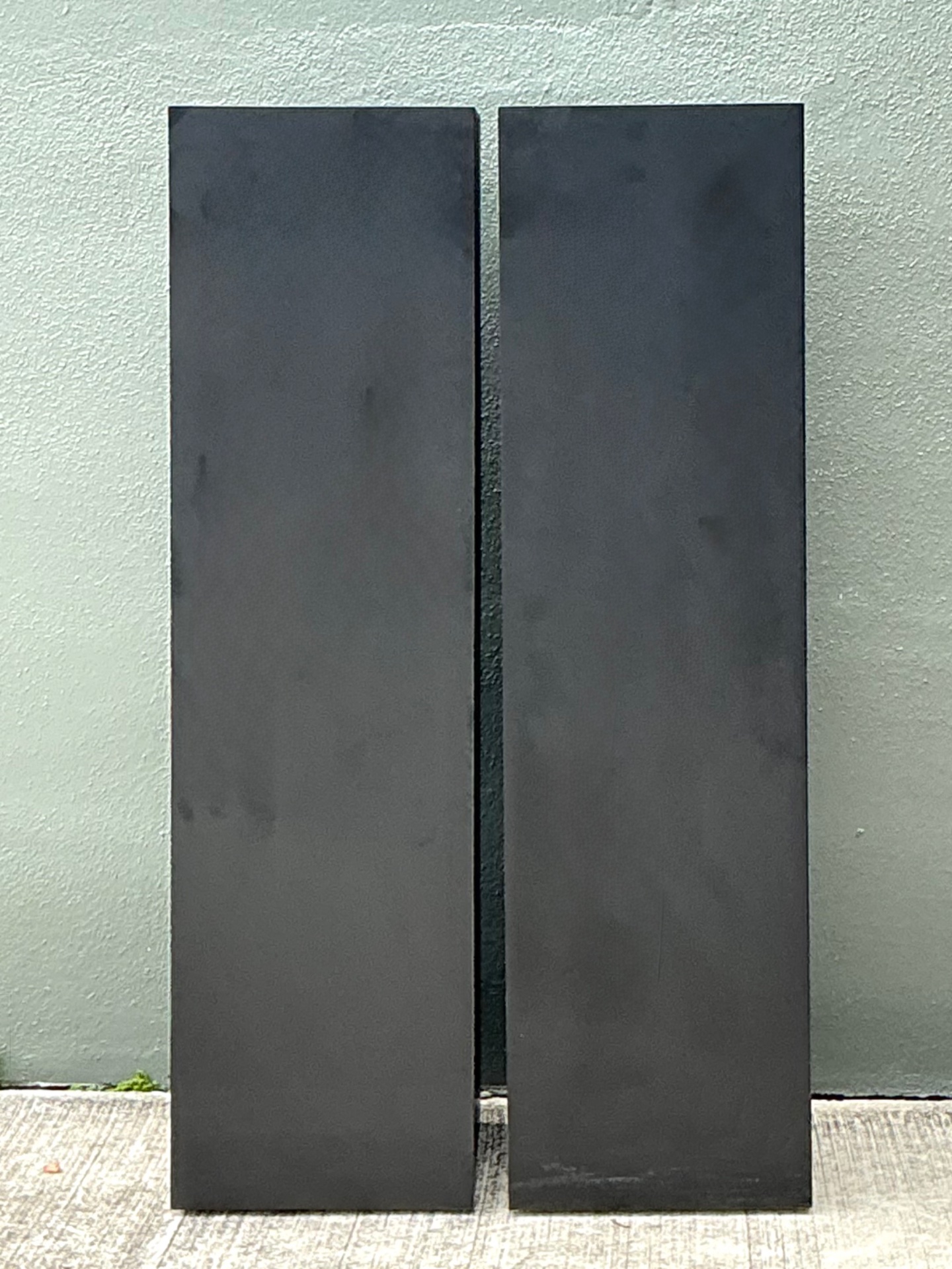 Vintage Modernist Matte Black Laminate Pedestals - A Pair - Side view