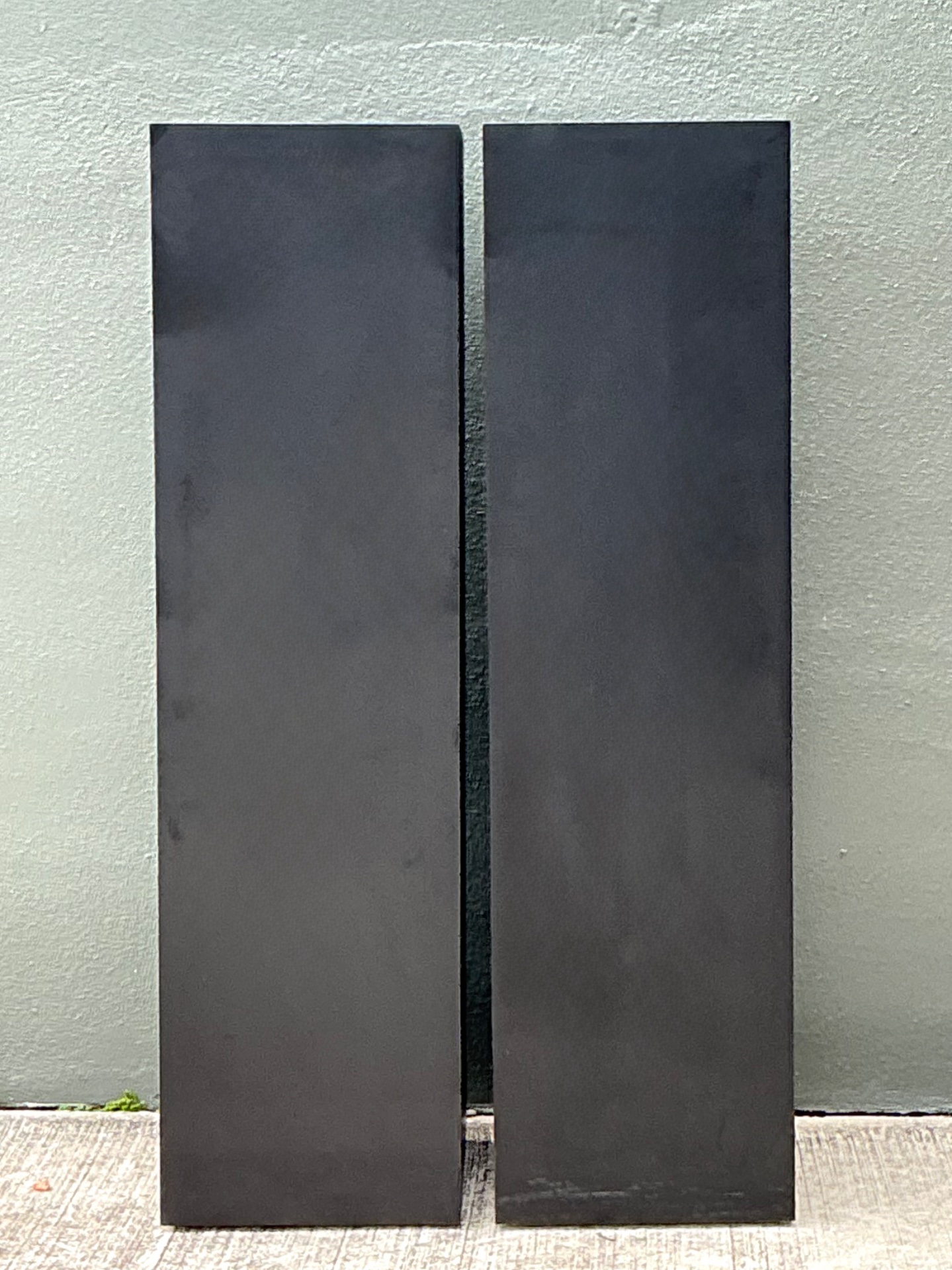 Vintage Modernist Matte Black Laminate Pedestals - A Pair - Top view