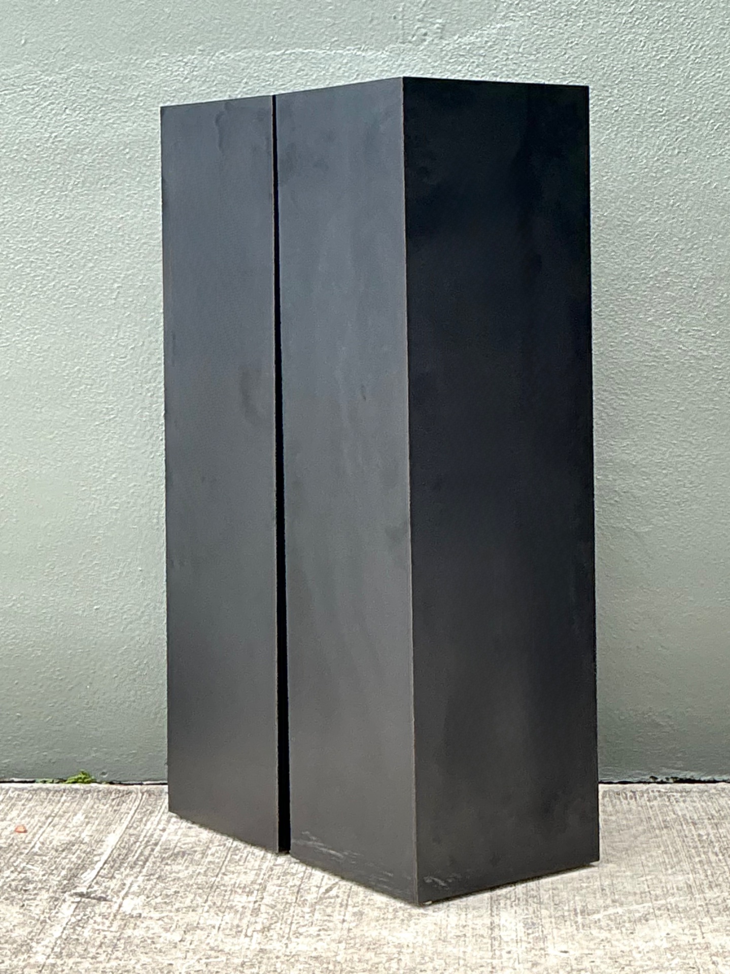 Vintage Modernist Matte Black Laminate Pedestals - A Pair - Detail view