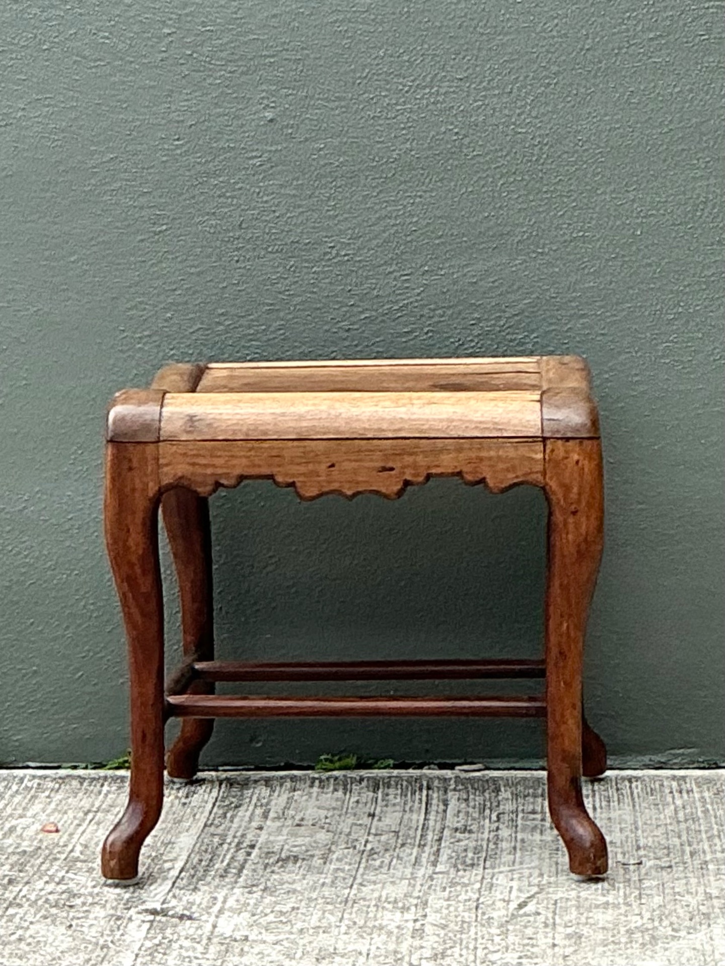Vintage Handcrafted Wooden Accent Stool - Detail view