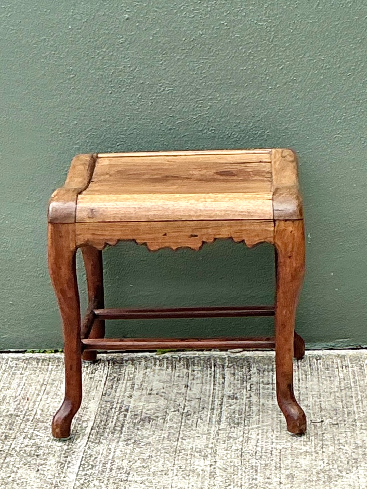 Vintage Handcrafted Wooden Accent Stool - Top view