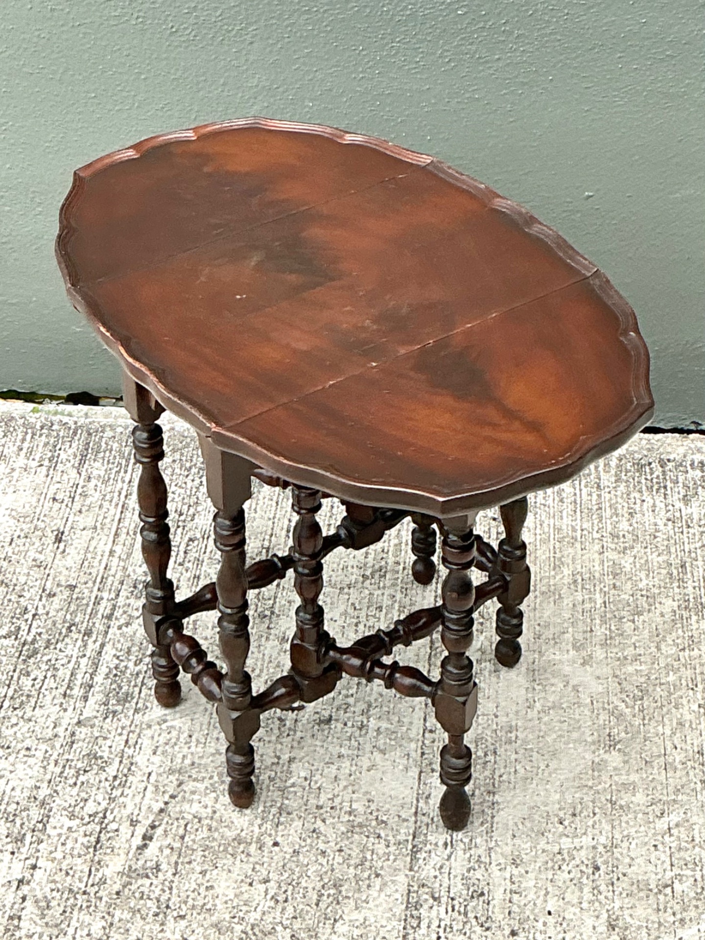 Vintage Turned Leg Drop Leaf Table - Back view